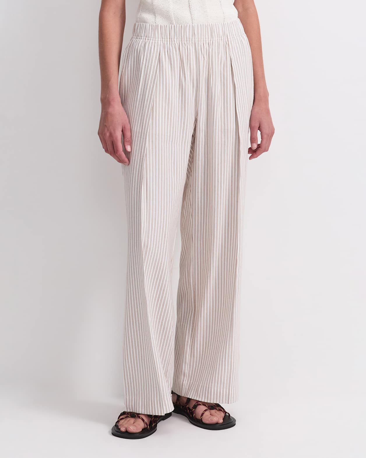 Rosa Wide Leg Linen Pant in NATURAL/IVORY