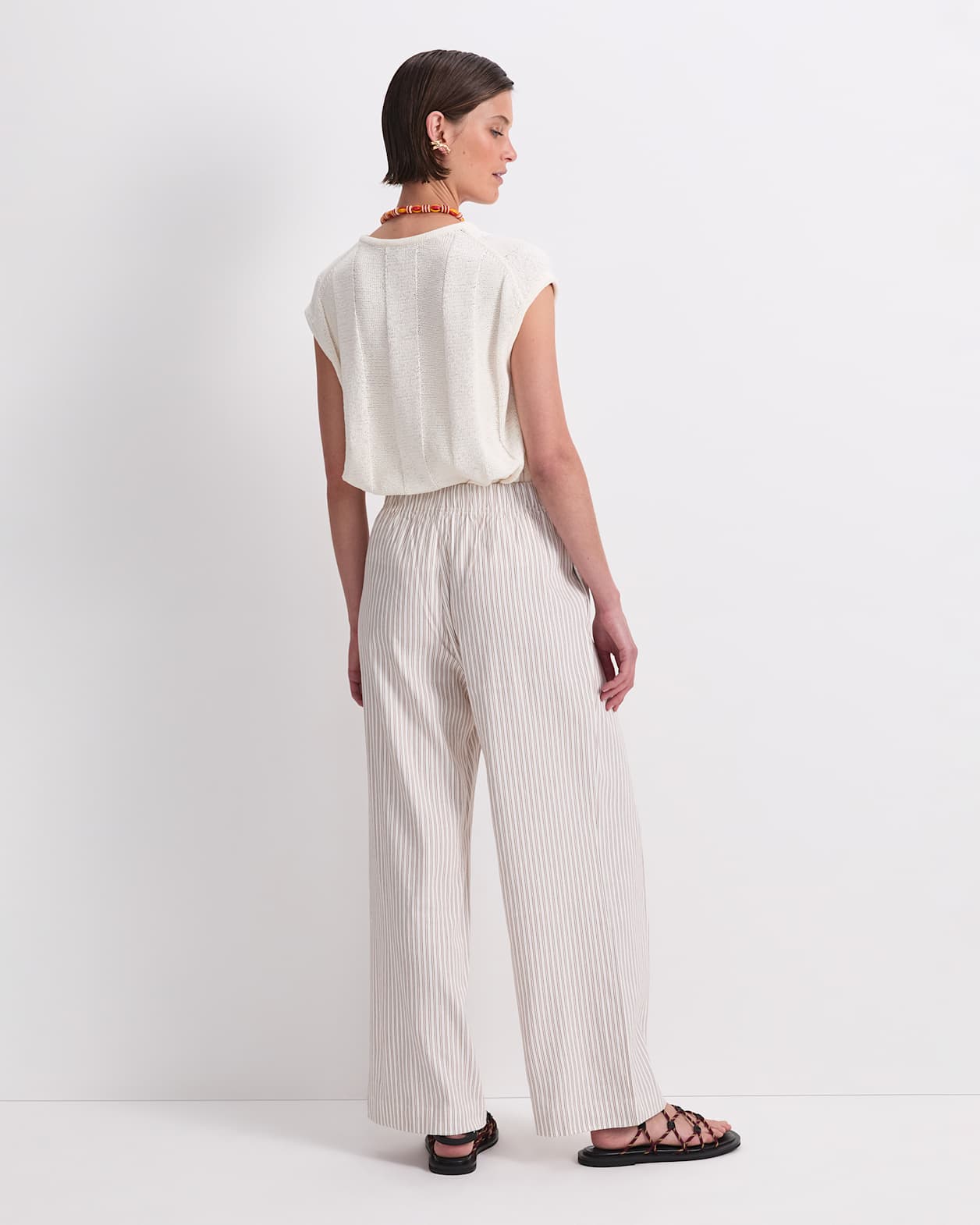 Rosa Wide Leg Linen Pant in NATURAL/IVORY