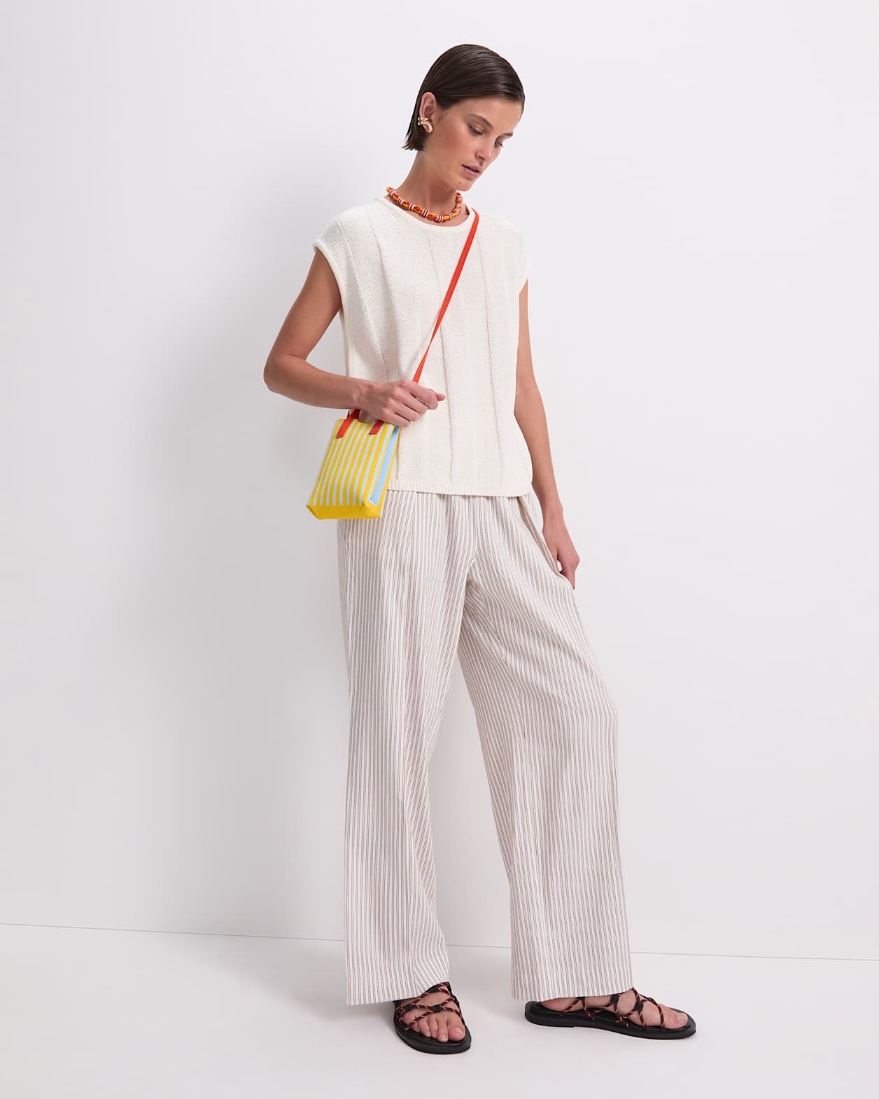 Rosa Wide Leg Linen Pant in NATURAL/IVORY
