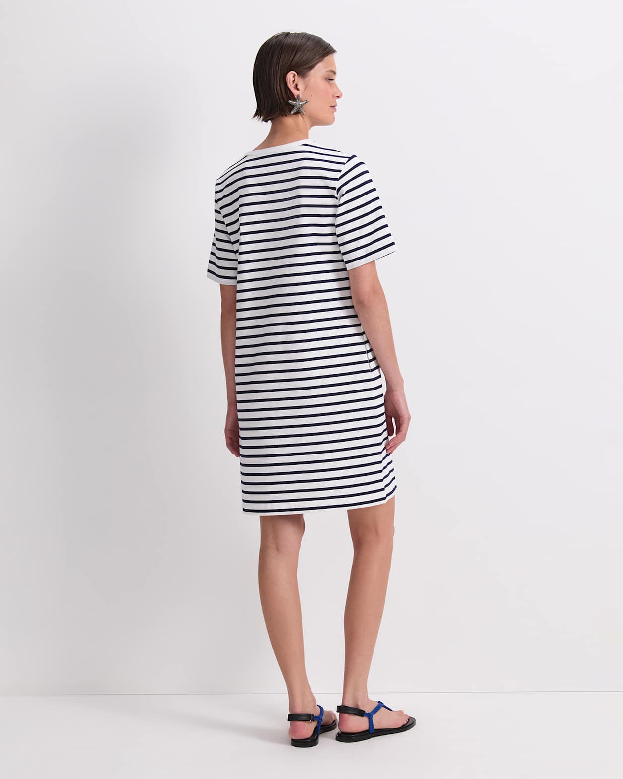Stripe Shopper Mini Dress in WHITE/NAVY