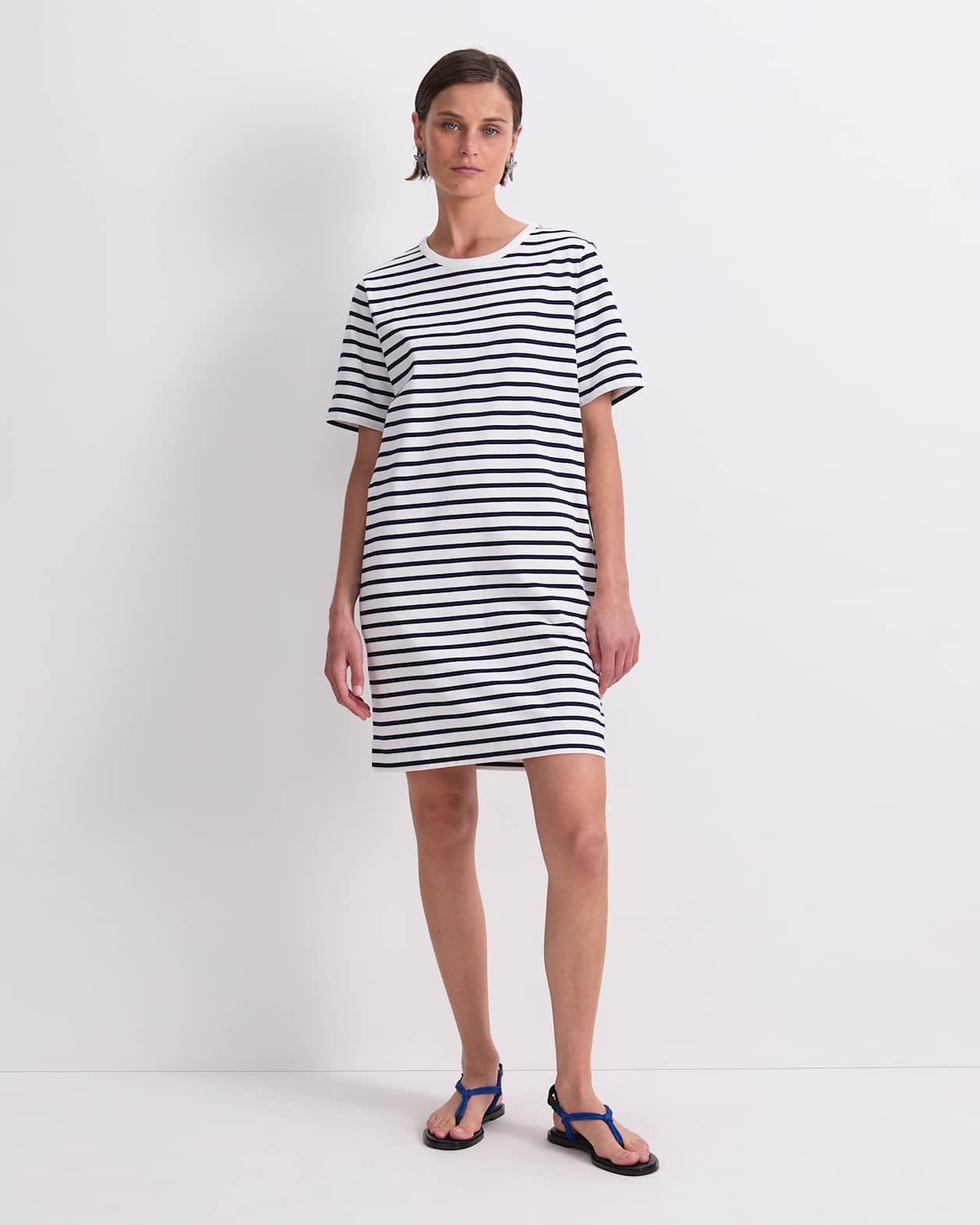 Stripe Shopper Mini Dress in WHITE/NAVY