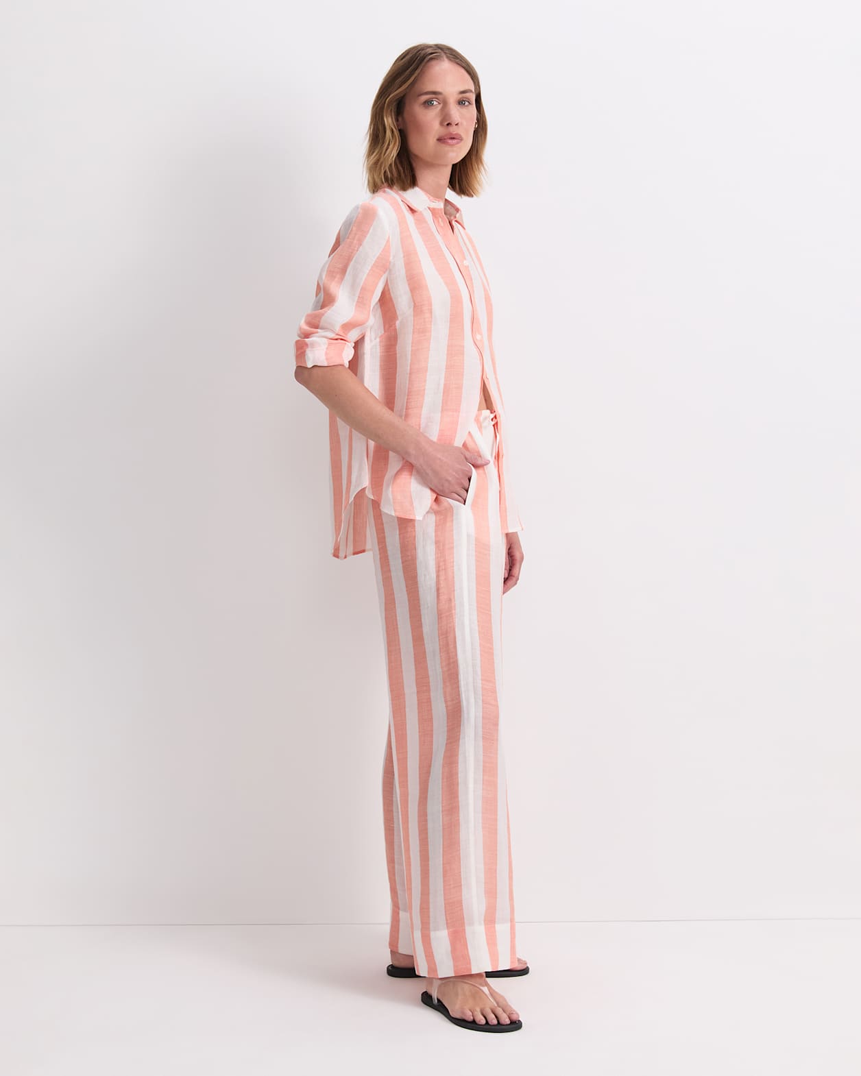 Magnolia Wide Leg Pant in ORANGE/WHITE