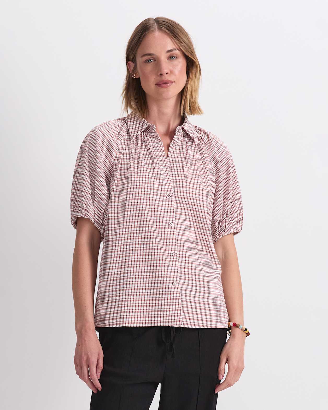 Aster Cotton Blend Shirt in ORANGE/WHITE