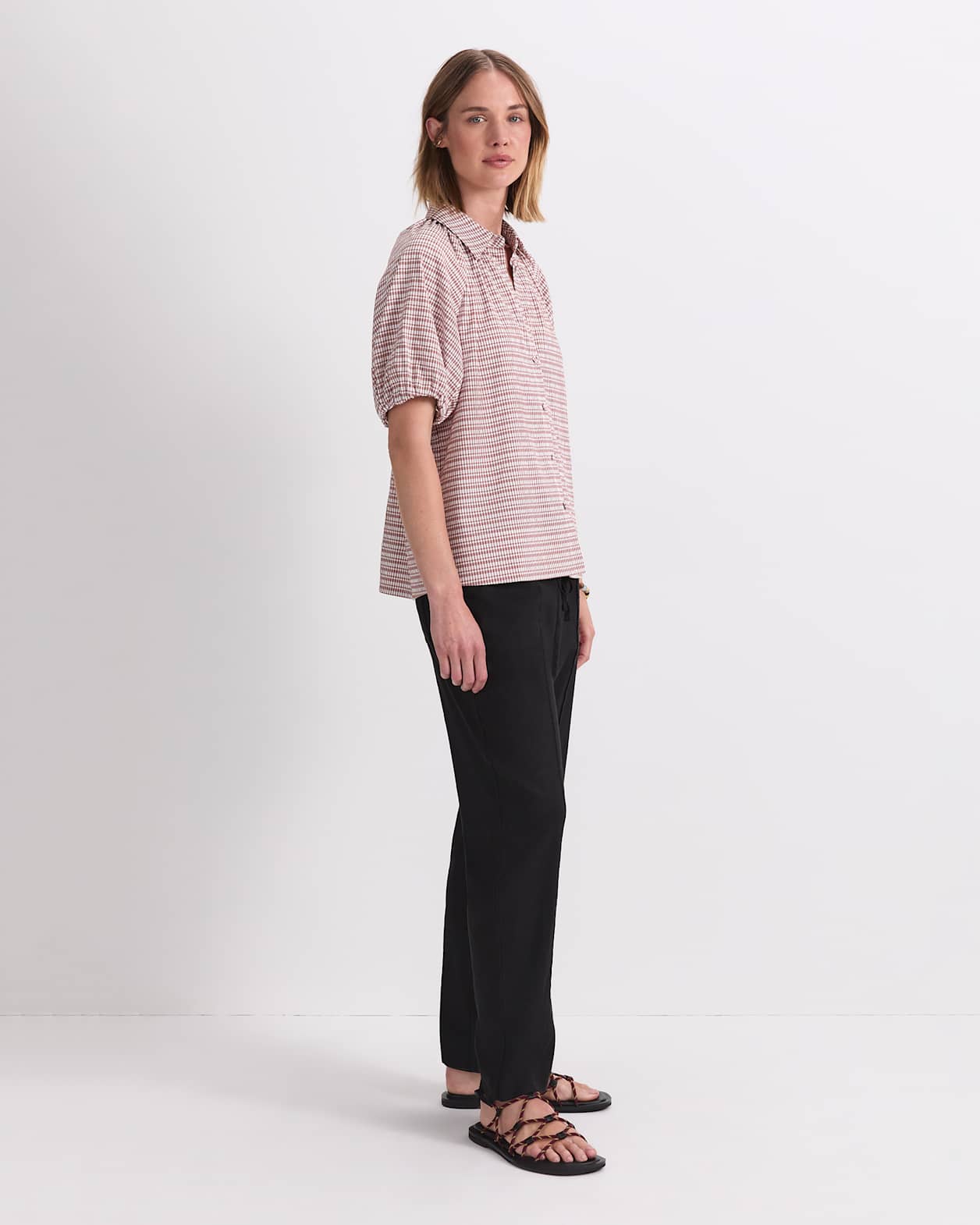 Aster Cotton Blend Shirt in ORANGE/WHITE