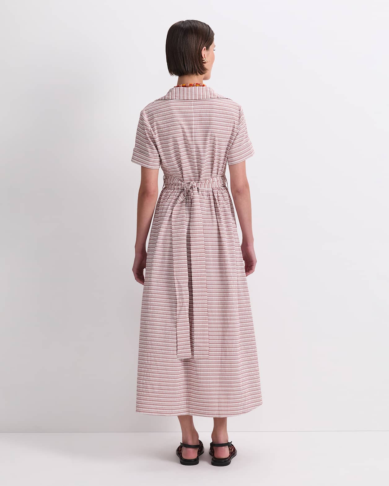 Aster Midi Dress in ORANGE/WHITE