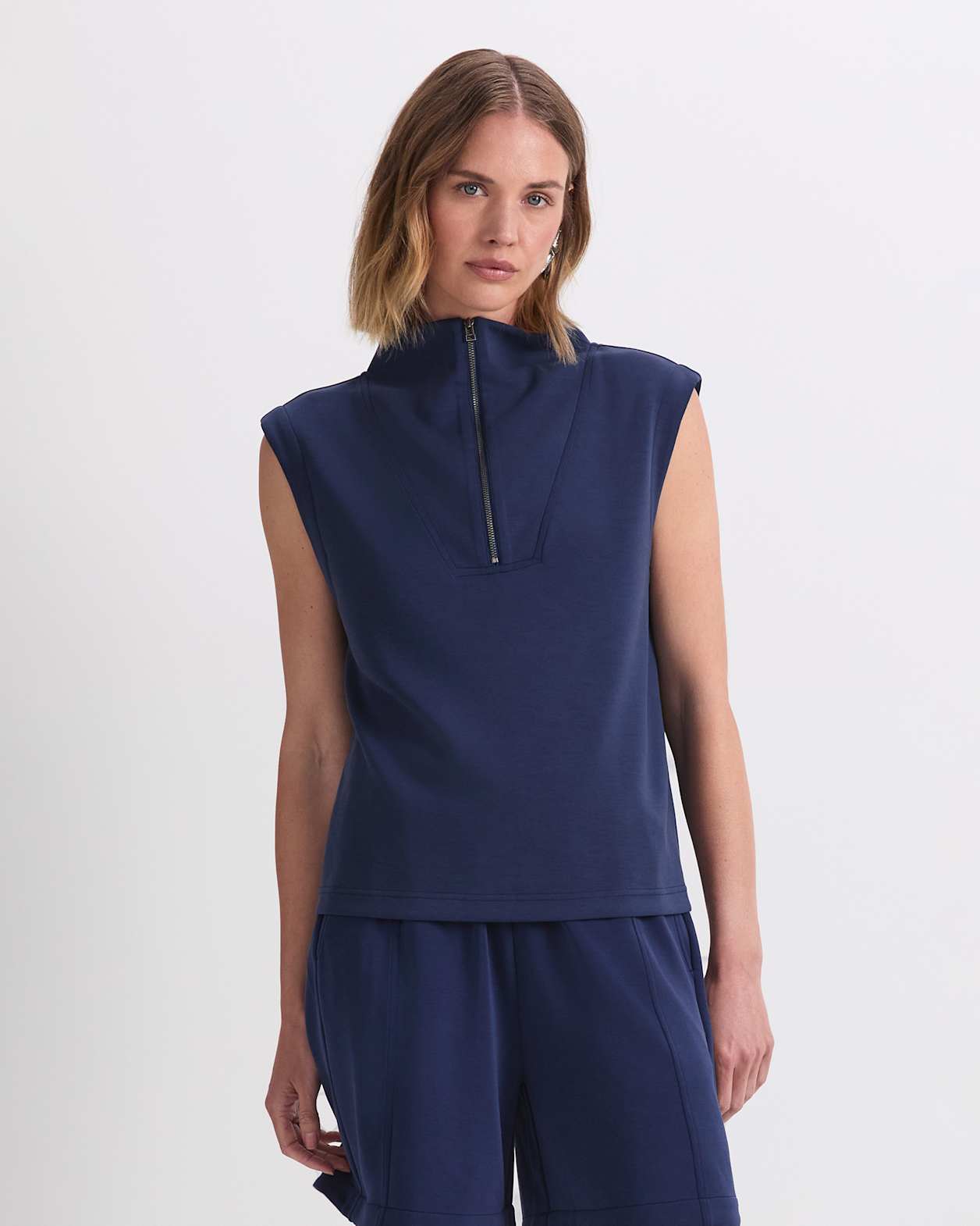 Kayla Sleeveless Track Top in NAVY