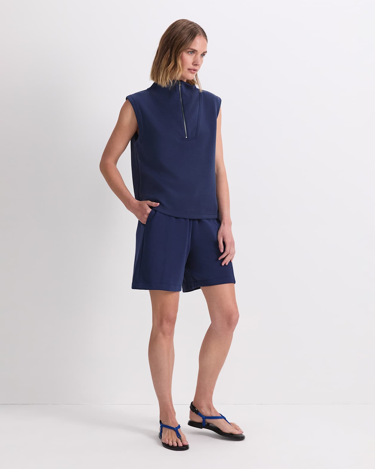 Kayla Sleeveless Track Top in NAVY