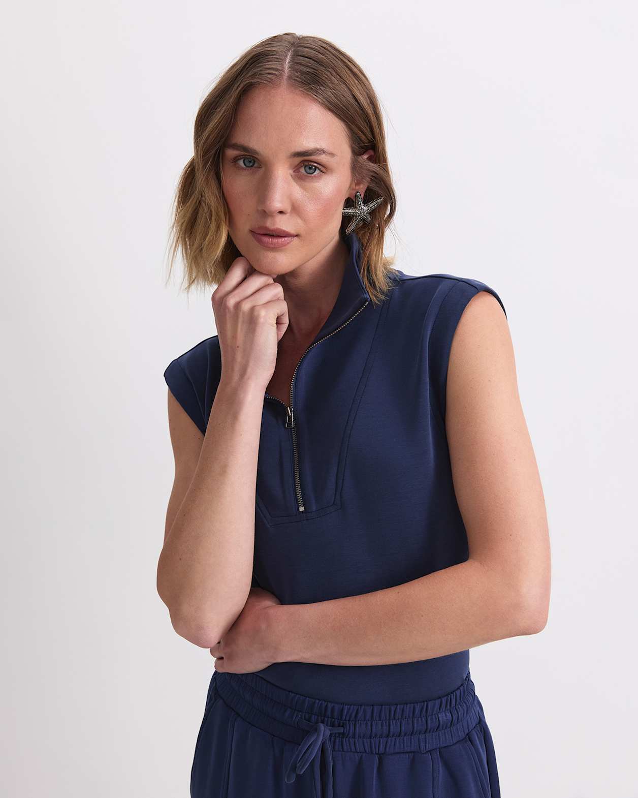 Kayla Sleeveless Track Top in NAVY