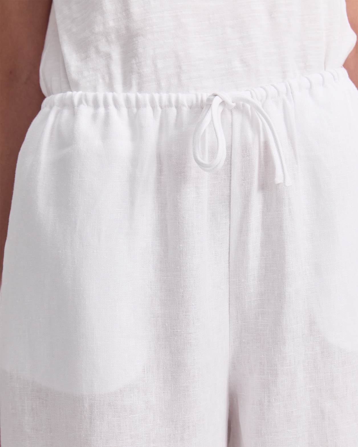 Ariana Wide Leg Linen Pant in WHITE