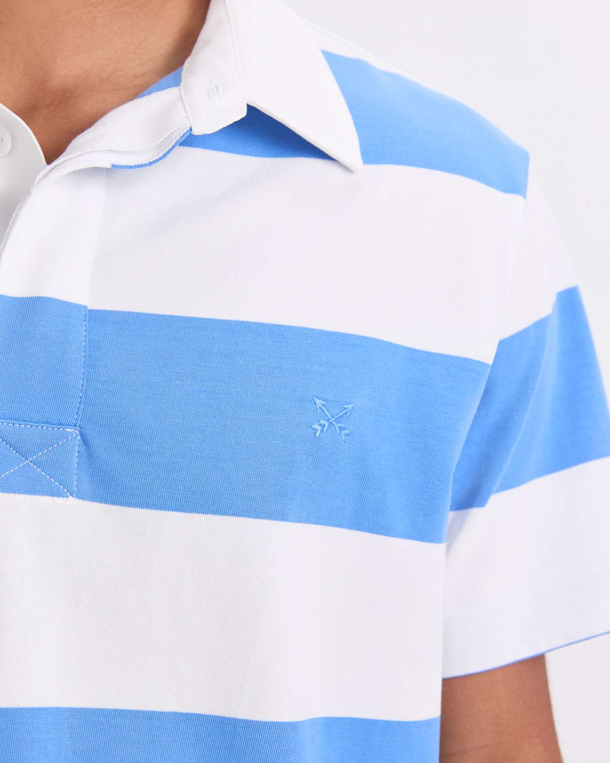 Short Sleeve Rugby Shirt in WHITE/BLUE