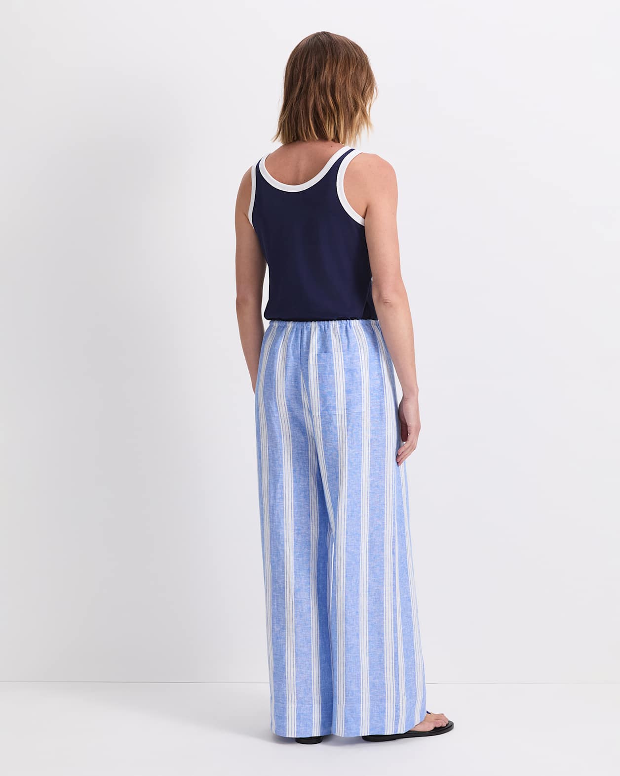 Ariana Stripe Linen Pant in BLUE/WHITE