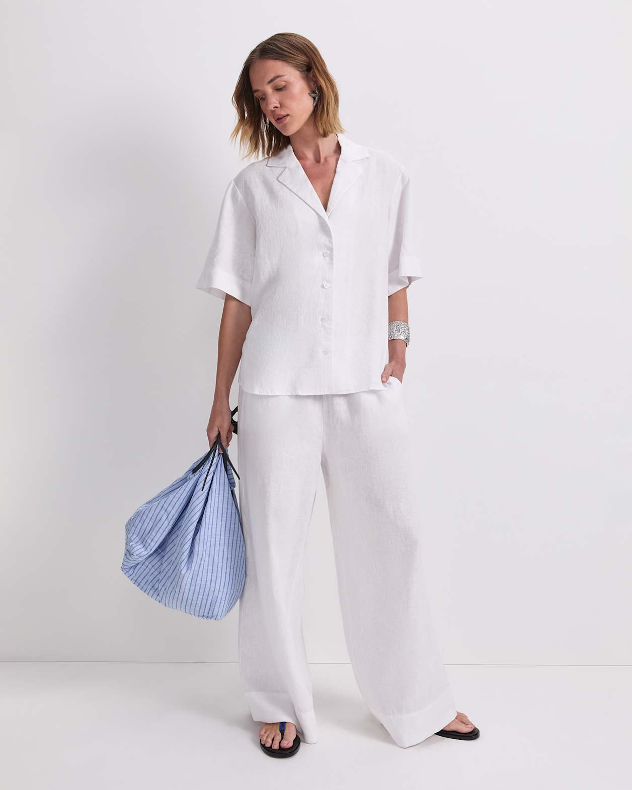 Ariana Linen Shirt in WHITE
