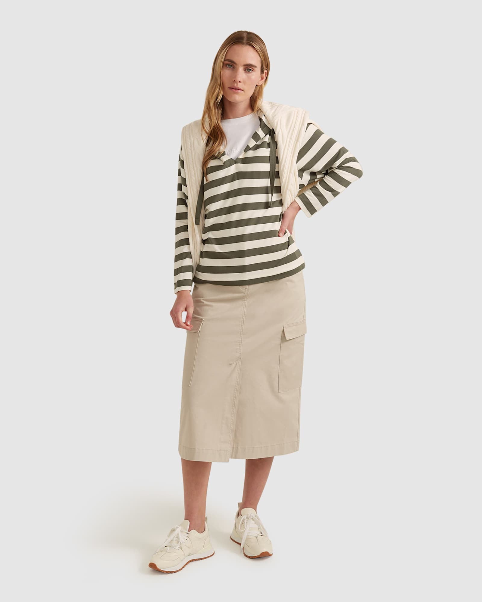 Leah Cargo Skirt in STONE