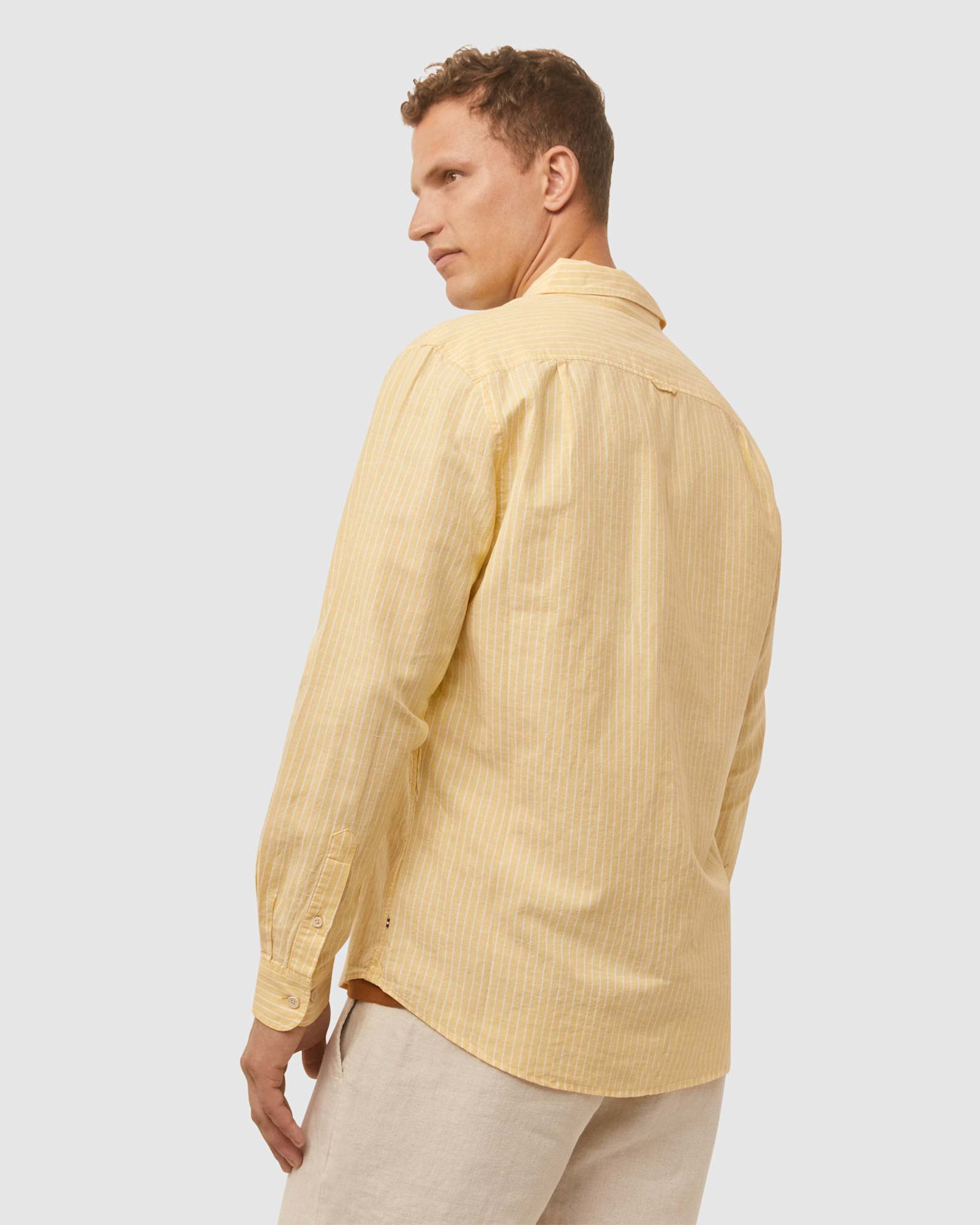 Rob Long Sleeve Stripe Shirt in SUNSHINE