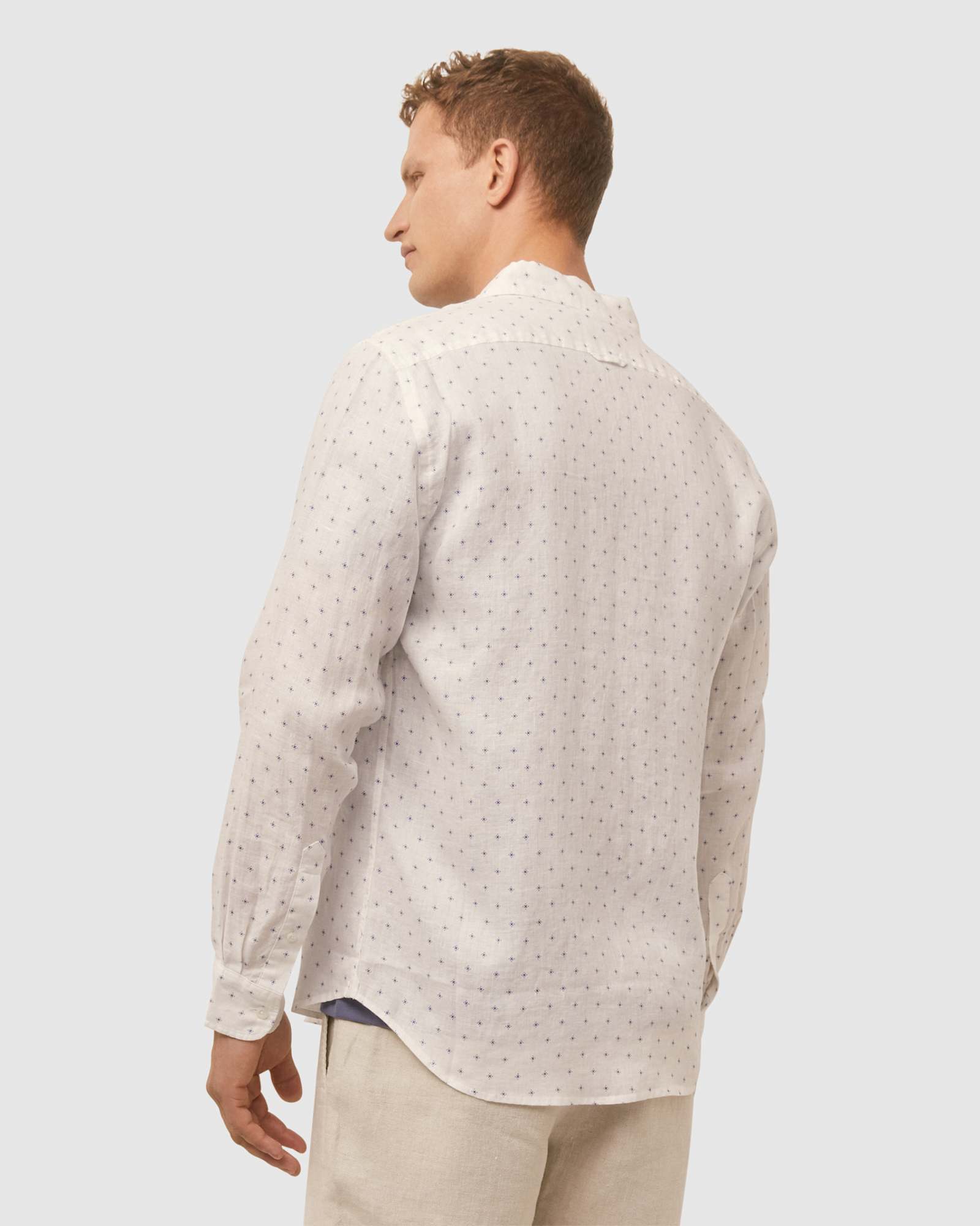 Printed Linen Shirt in BLUE