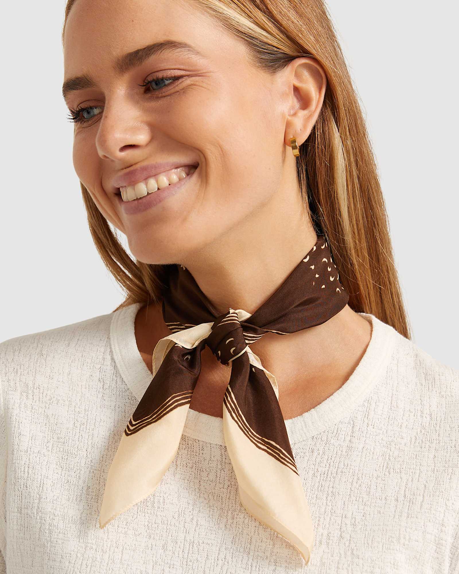 Neya Silk Scarf in CHOCOLATE