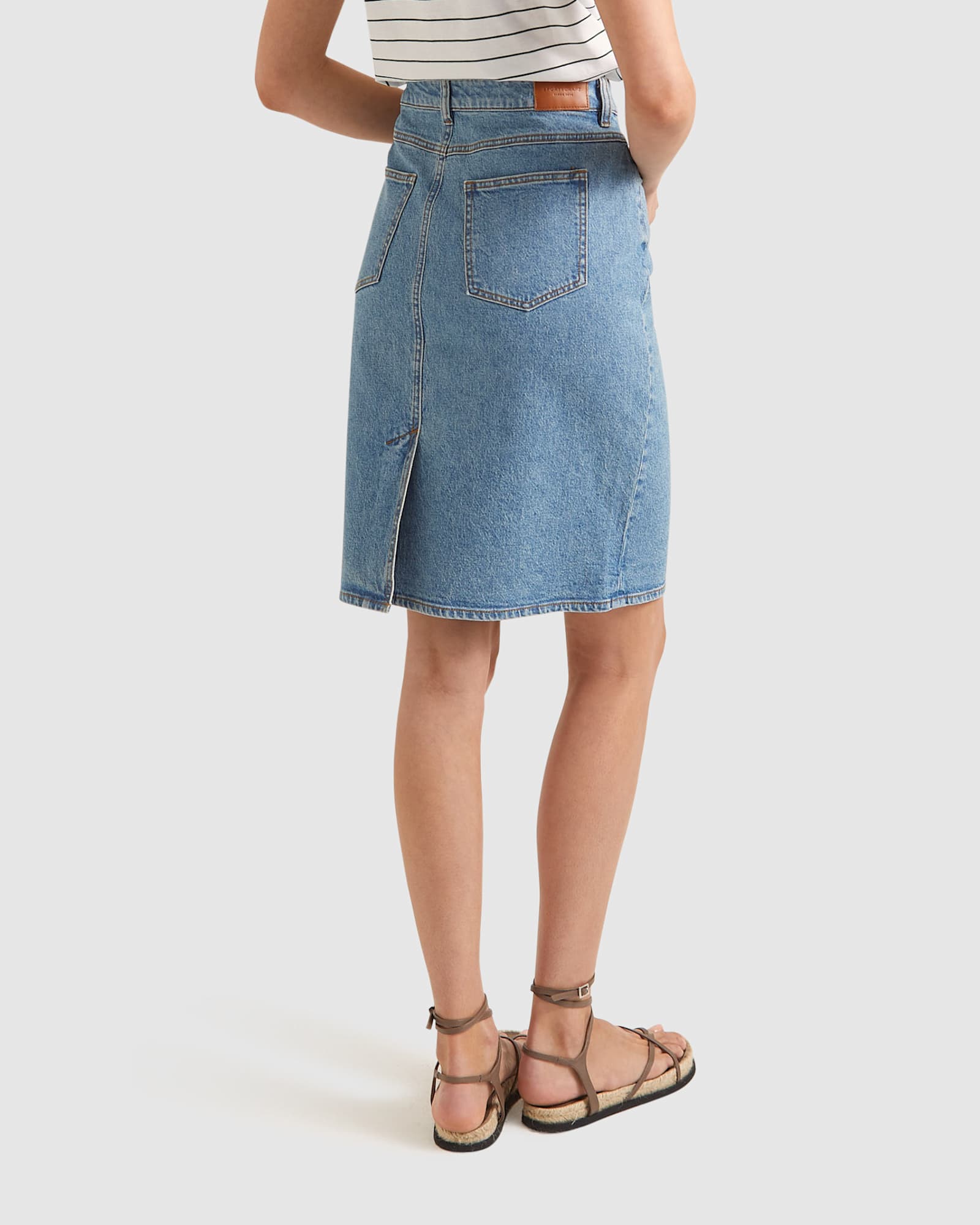 Brodie Denim Skirt in WASHED DENIM