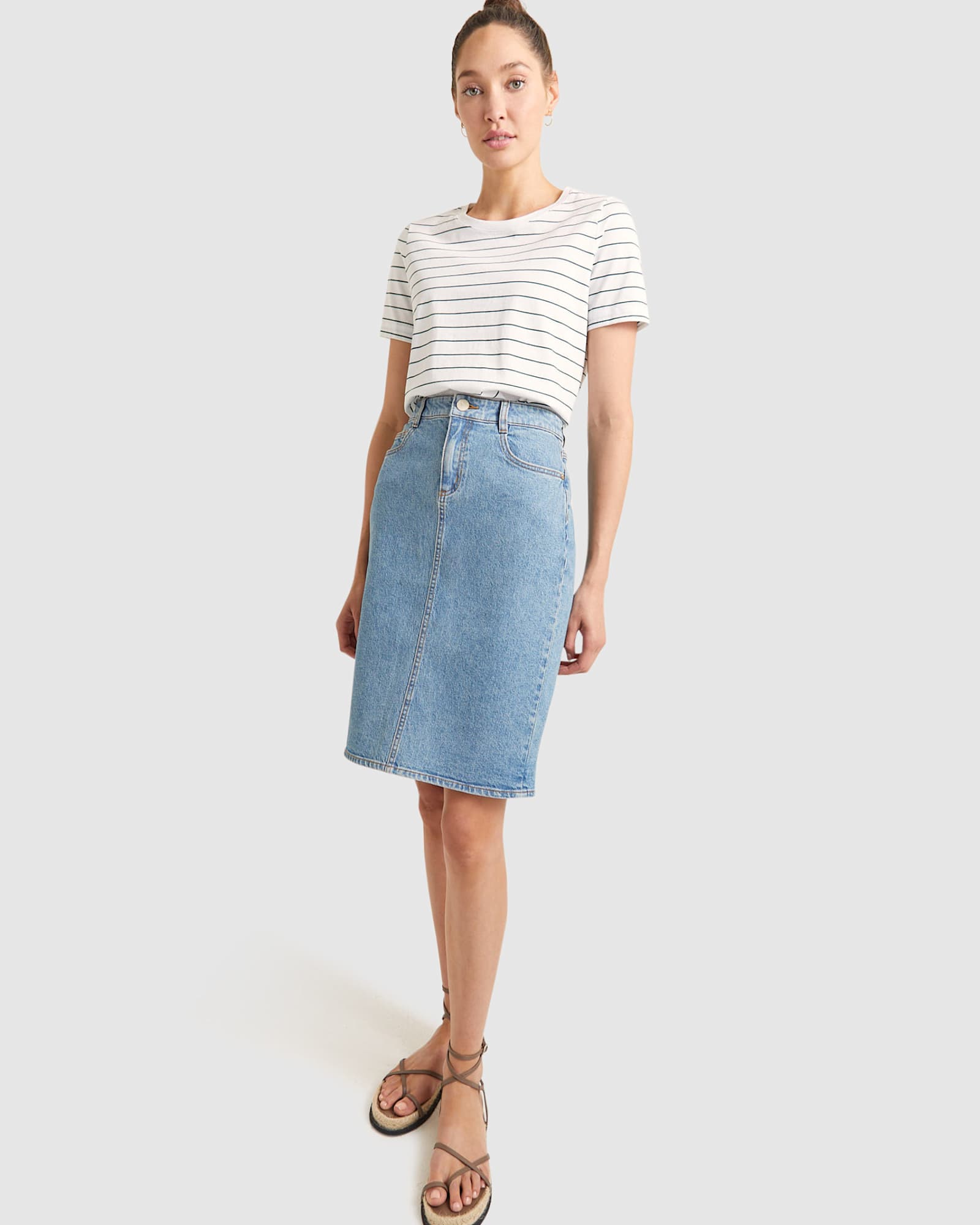 Brodie Denim Skirt in WASHED DENIM
