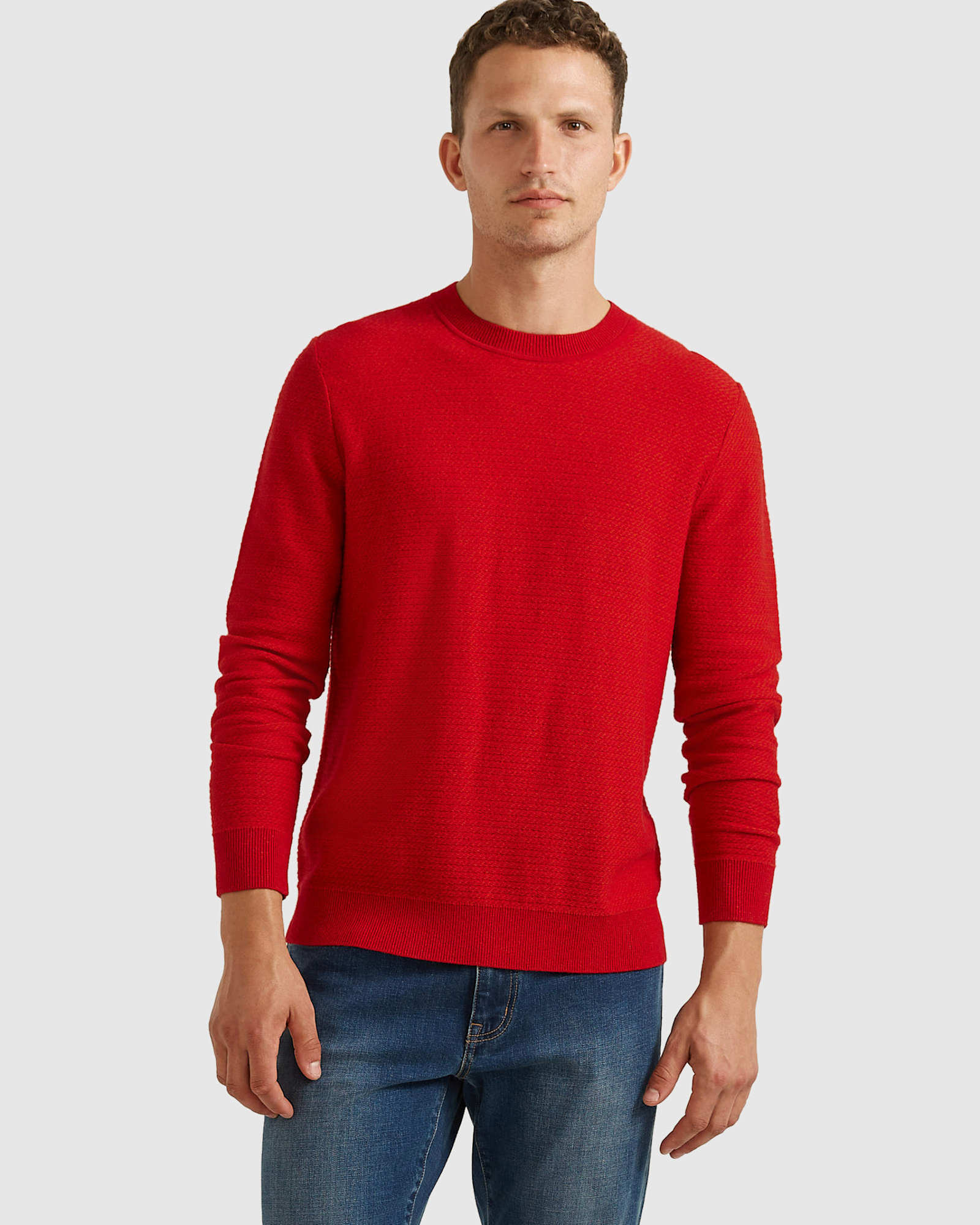 Ethan Wool Blend Crew Knit in RED