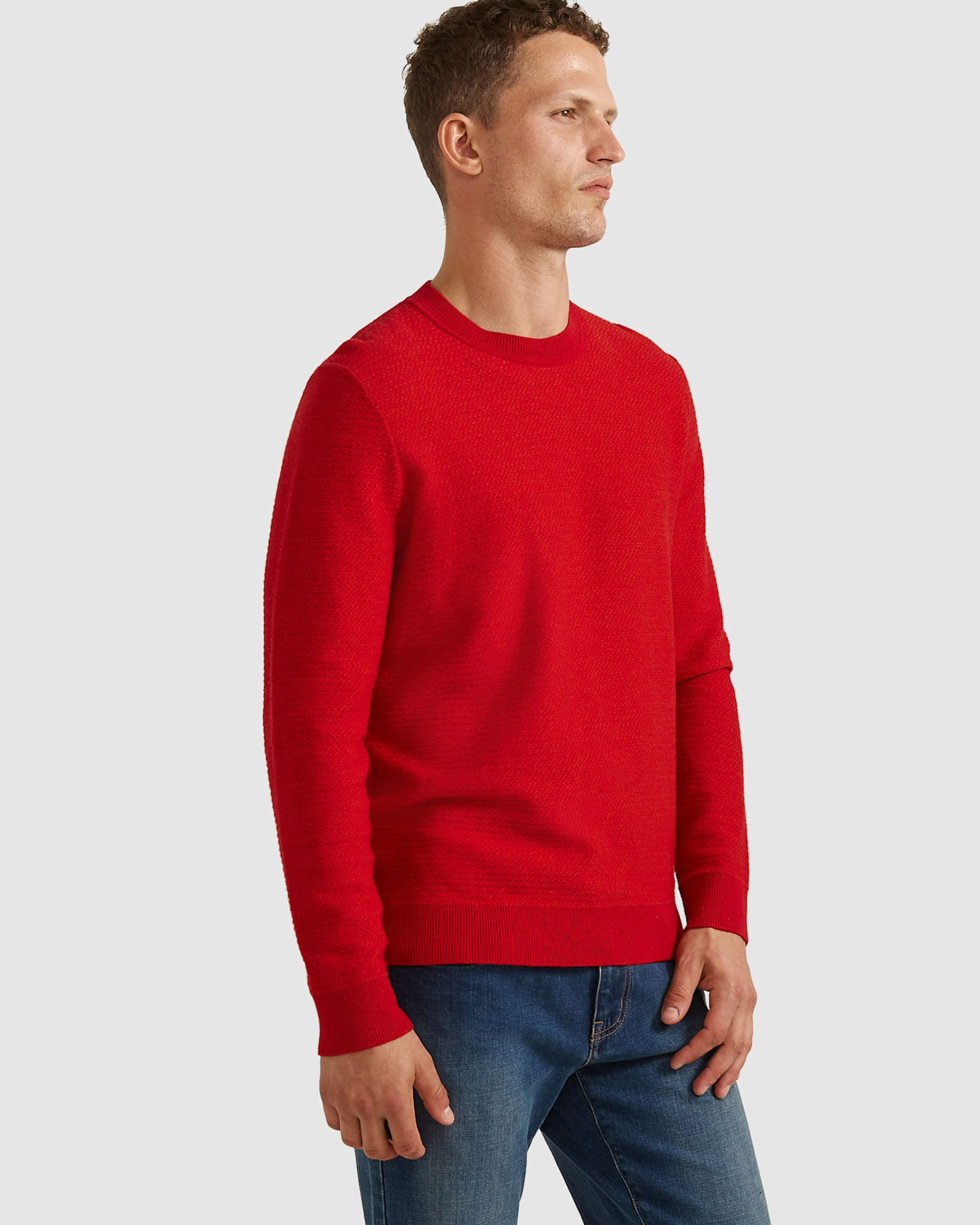 Ethan Wool Blend Crew Knit in RED