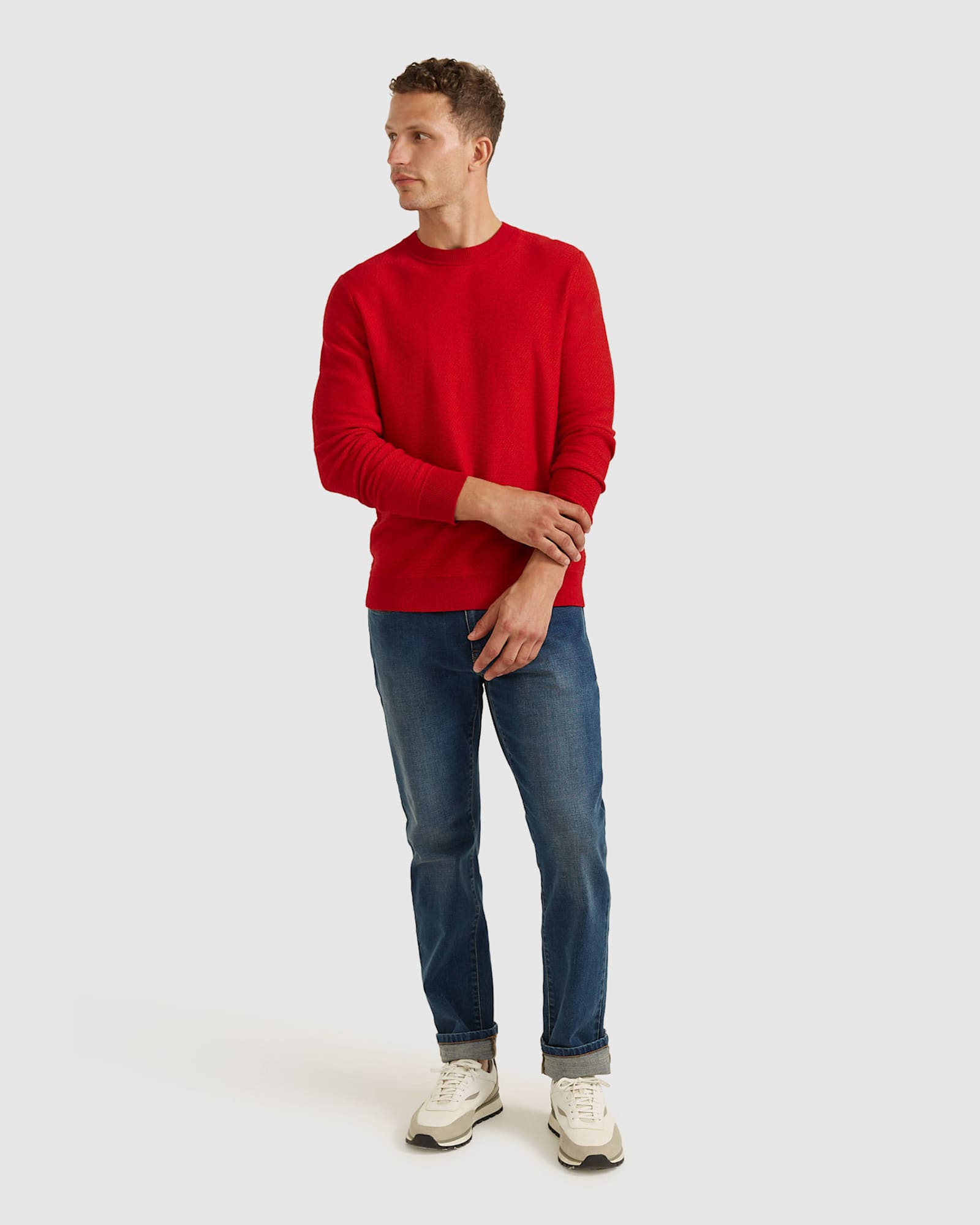 Ethan Wool Blend Crew Knit in RED