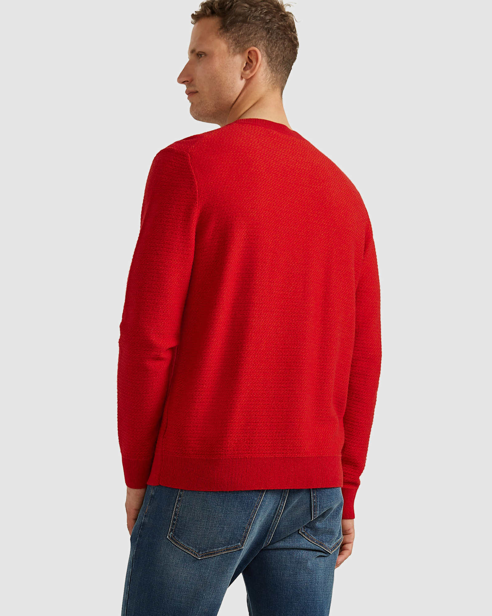 Ethan Wool Blend Crew Knit in RED
