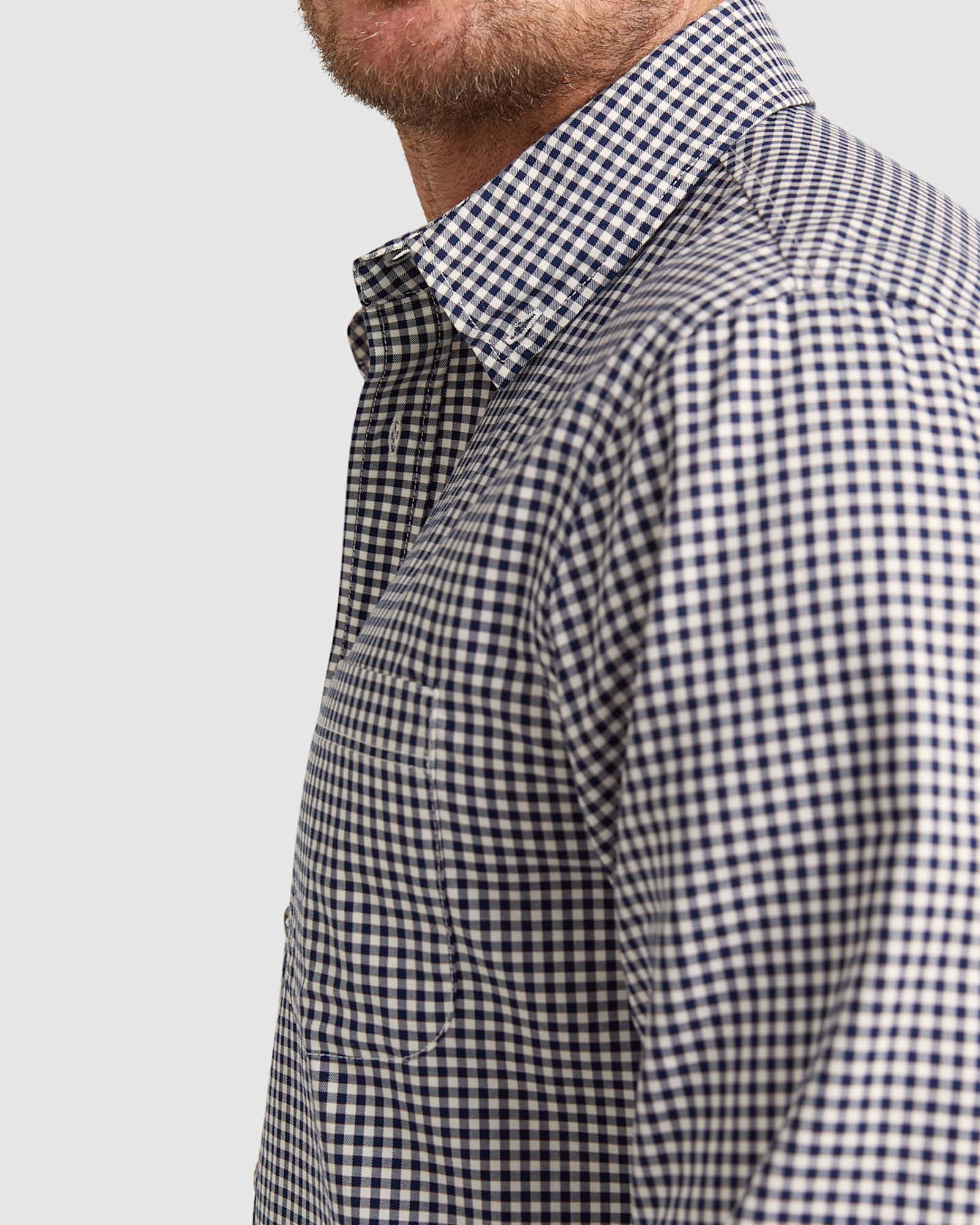 Barack Long Sleeve Check Shirt in NAVY/WHITE