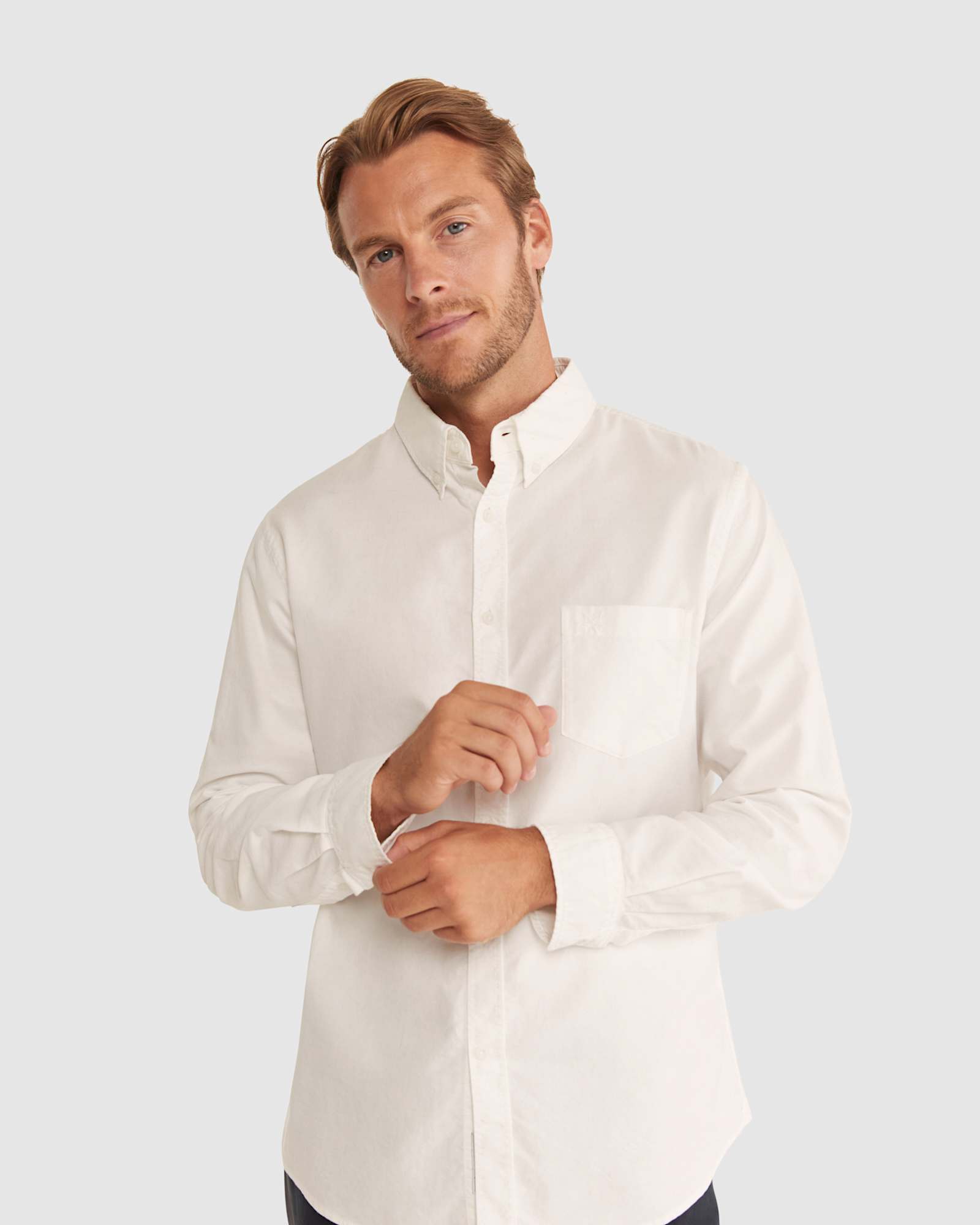 Cotton Long Sleeve Shirt in WHITE