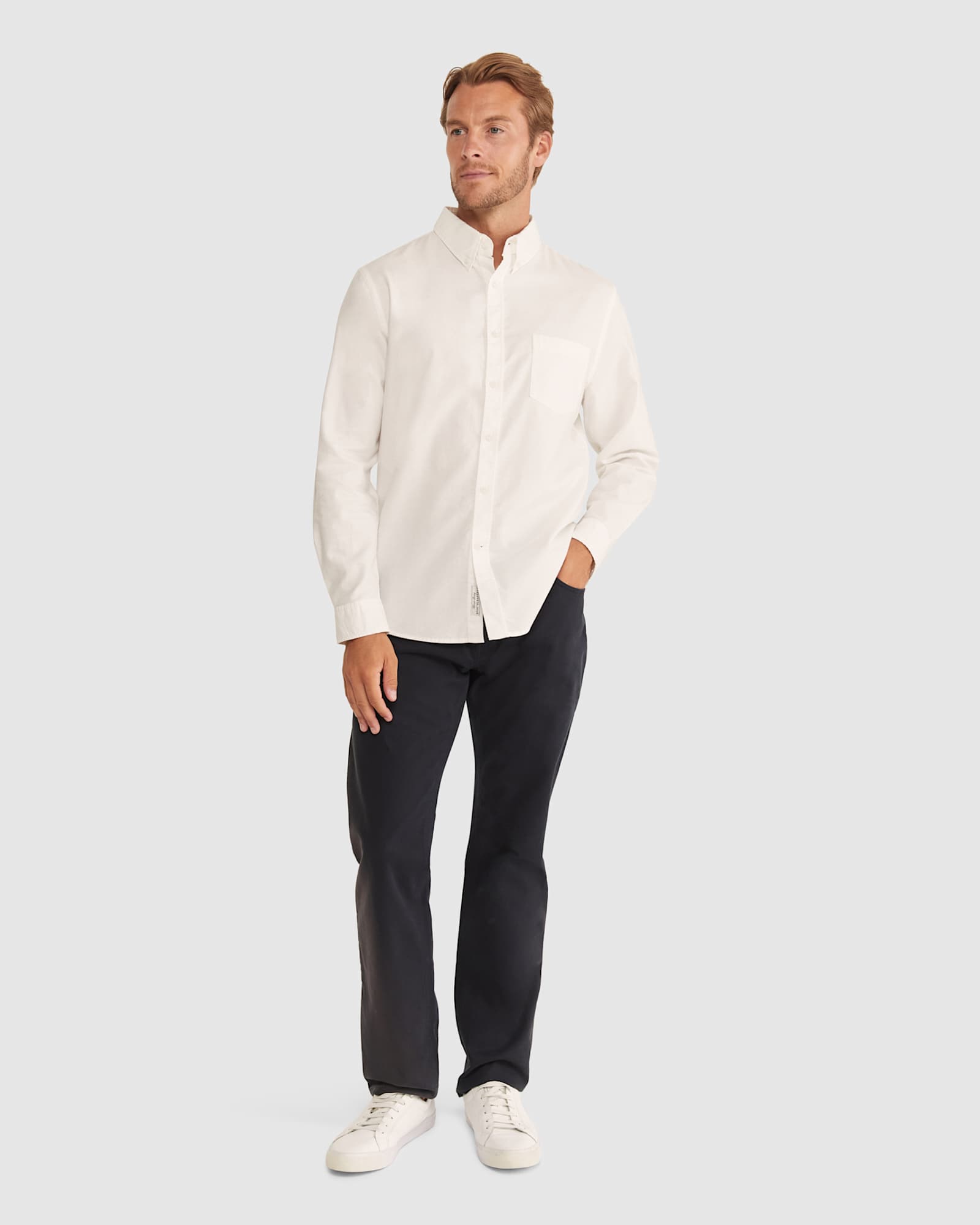 Cotton Long Sleeve Shirt in WHITE