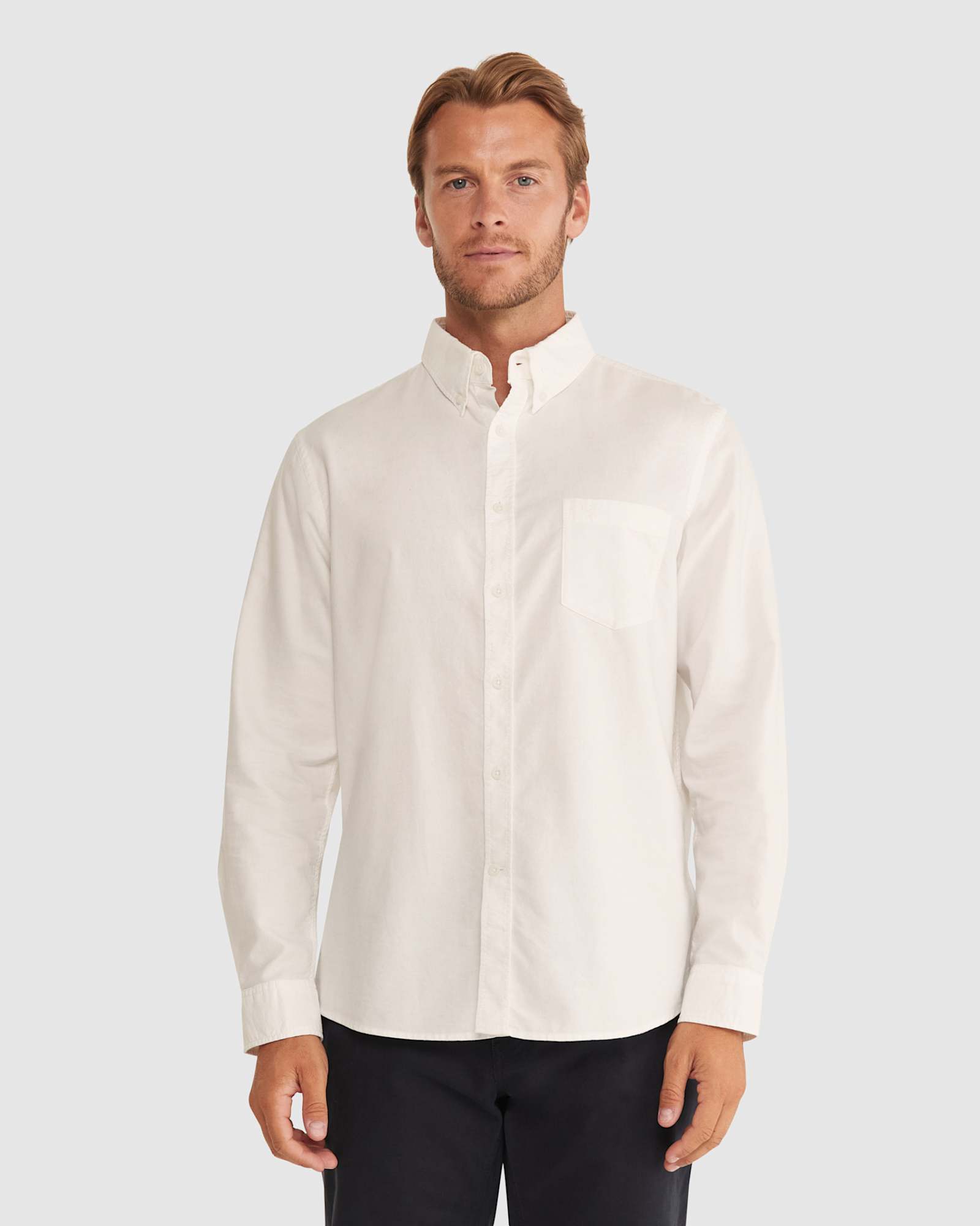 Cotton Long Sleeve Shirt in WHITE
