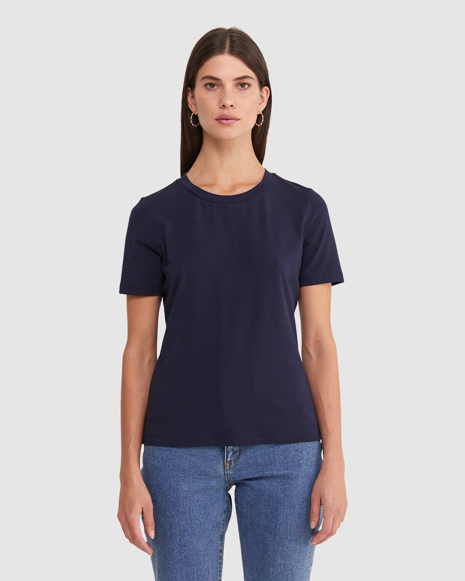 Crew Neck T Shirt in NAVY