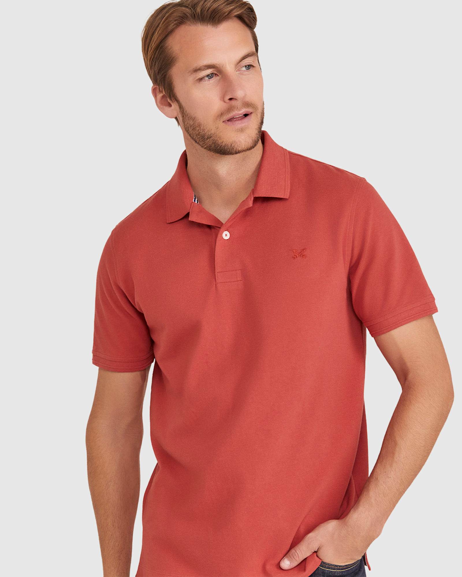 Pique Polo in BURNT ORANGE