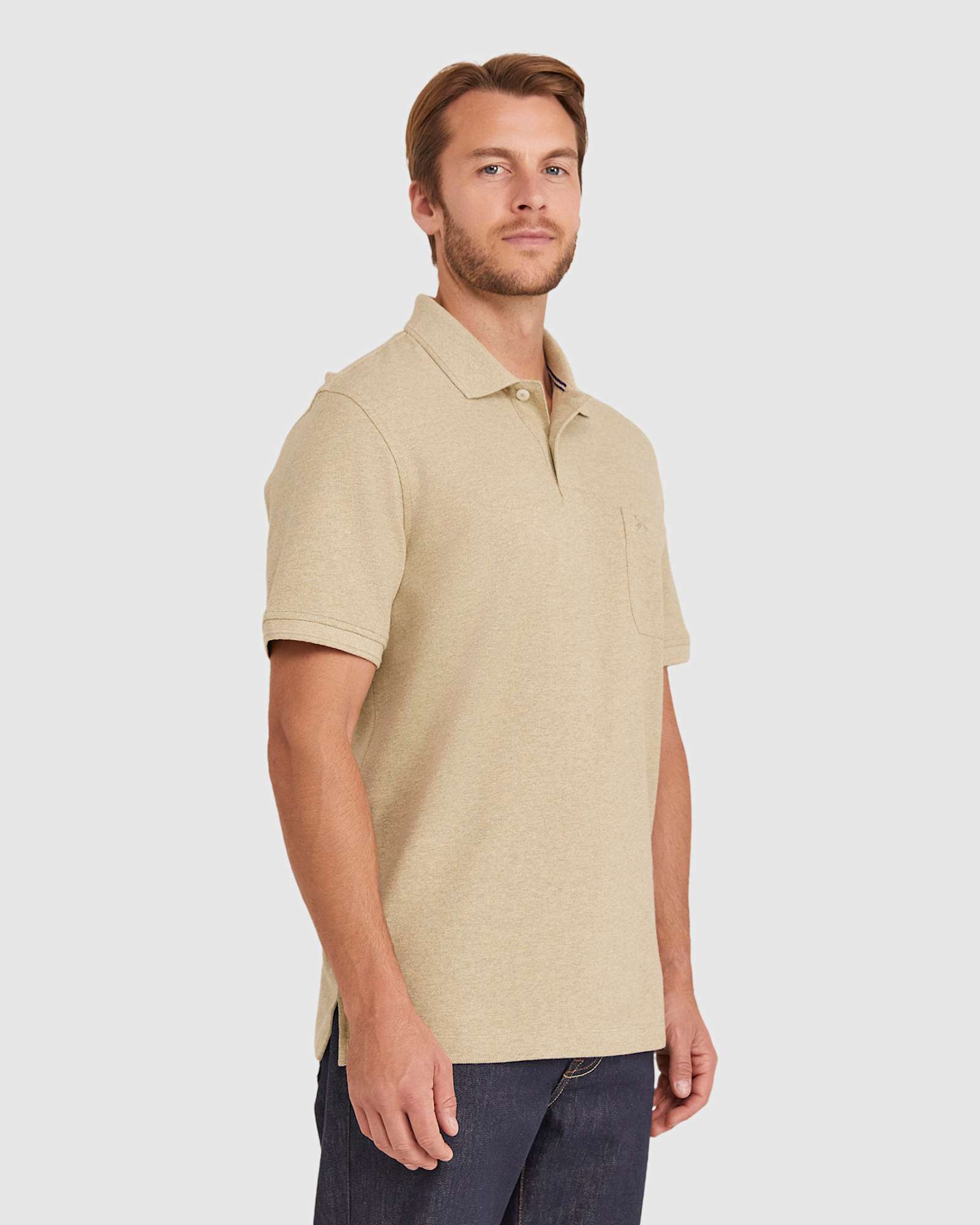 Pique Polo Melange in LIGHT OLIVE