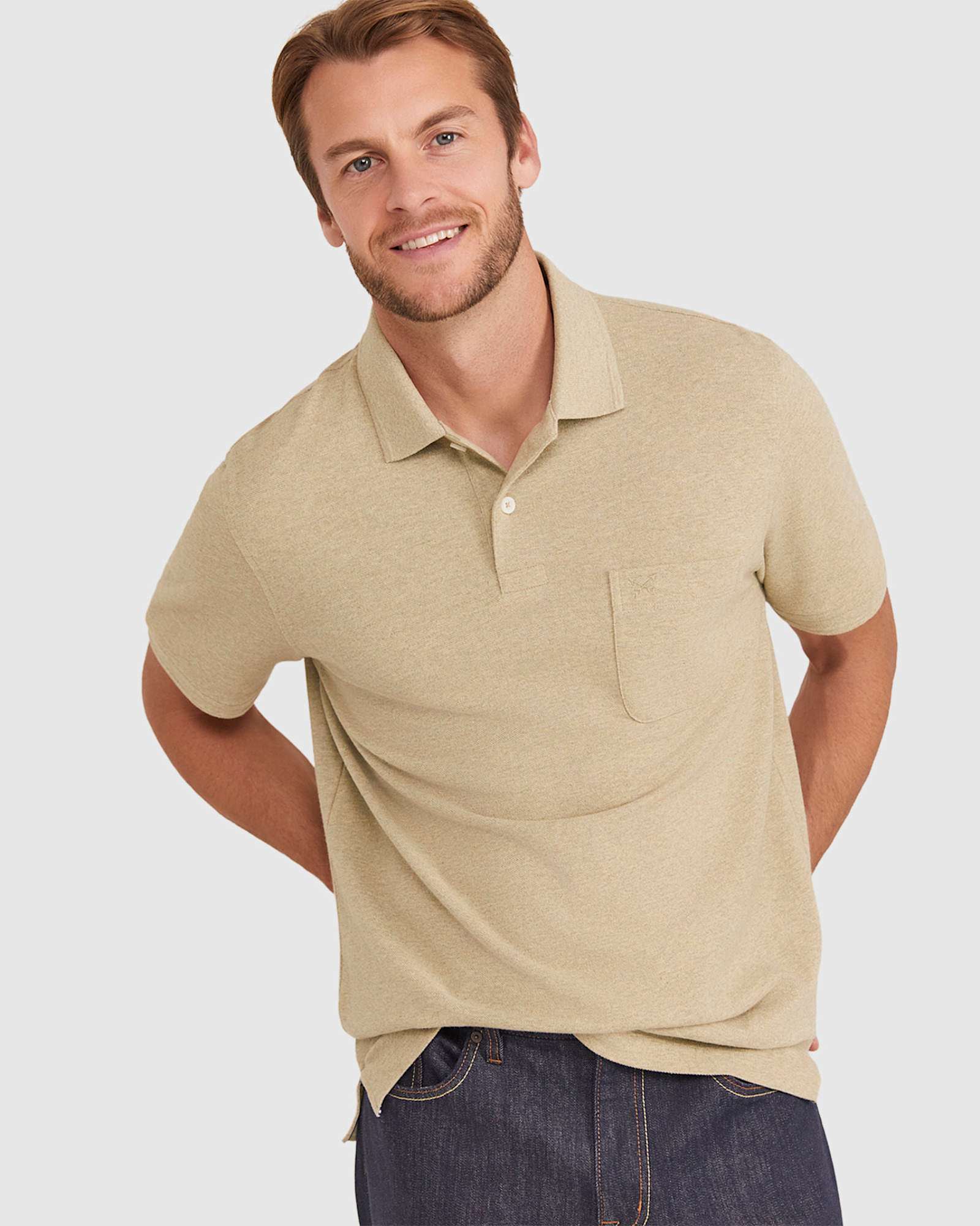 Pique Polo Melange in LIGHT OLIVE