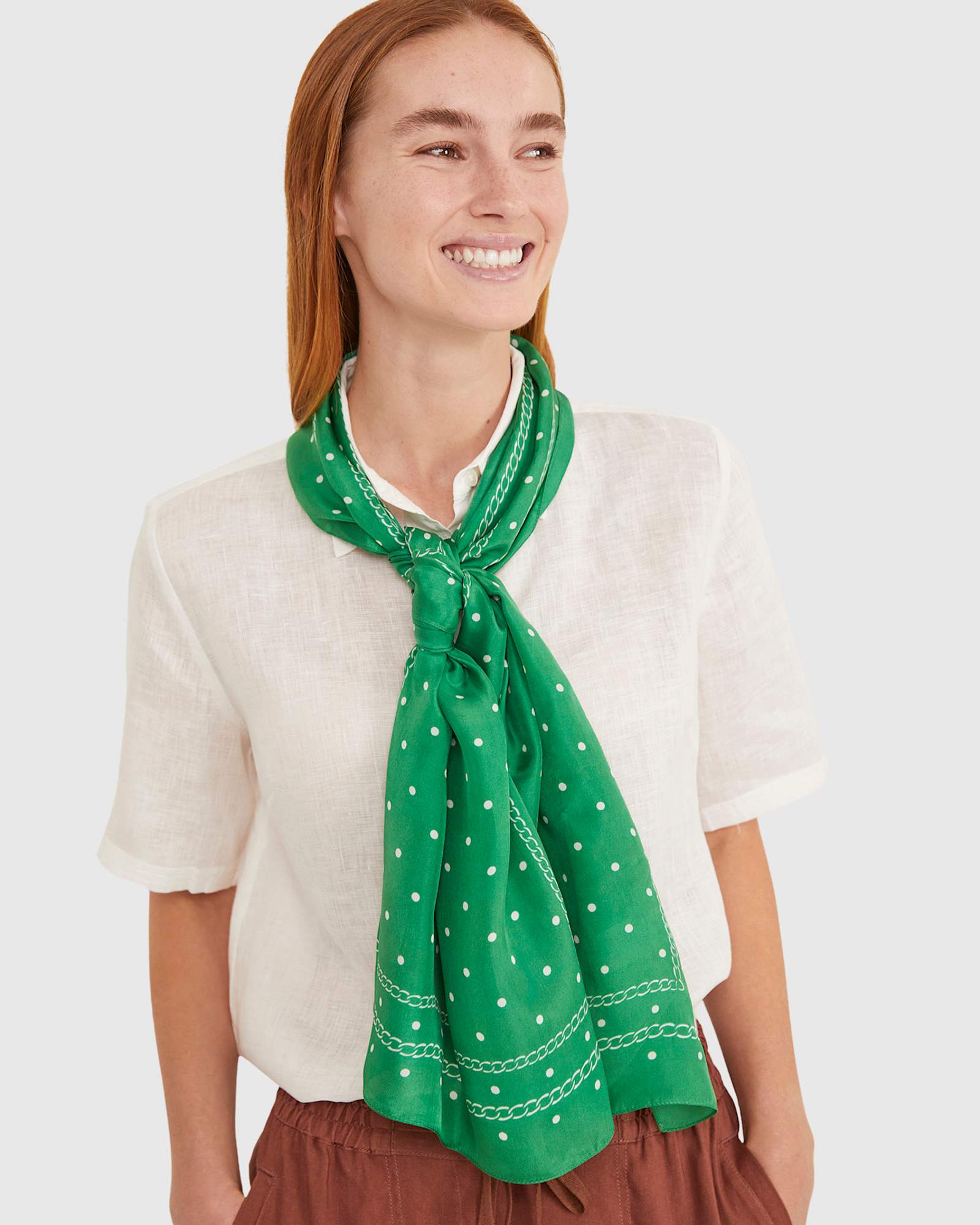 Spot Silk Scarf in GREEN