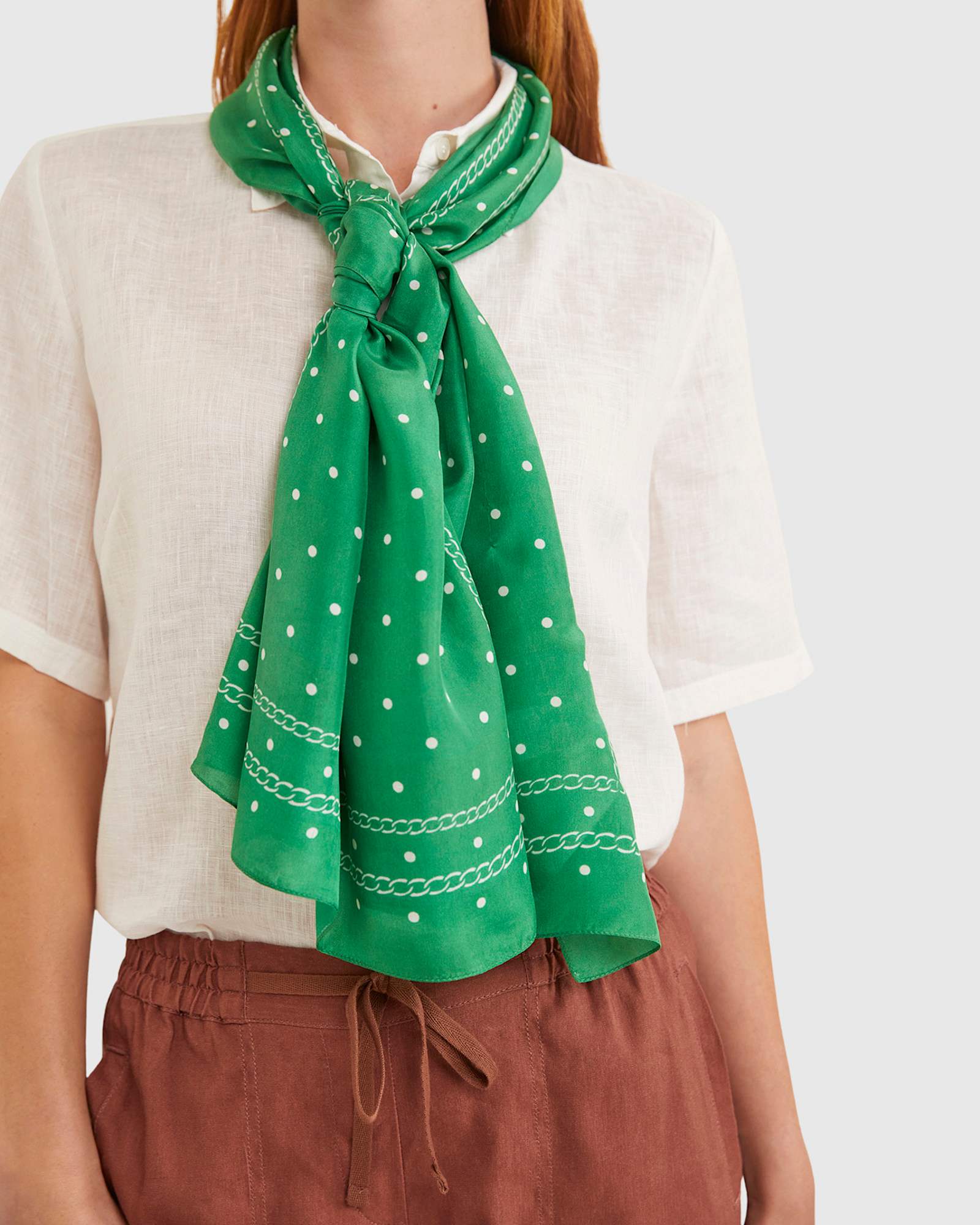 Spot Silk Scarf in GREEN