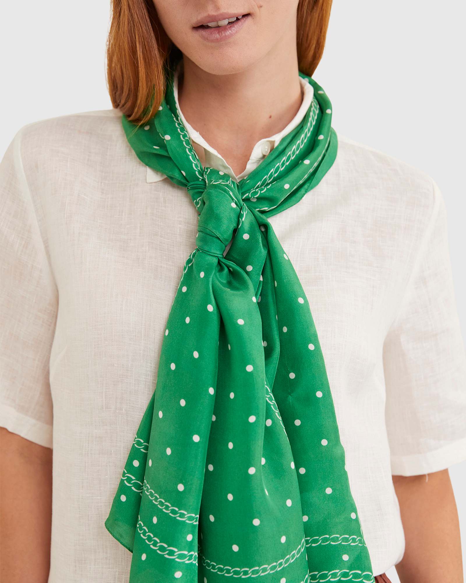 Spot Silk Scarf in GREEN