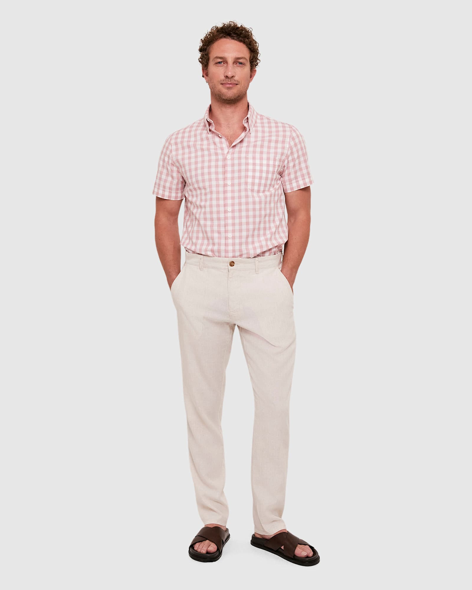 Penfield Short Sleeve Shirt in PINK/WHITE