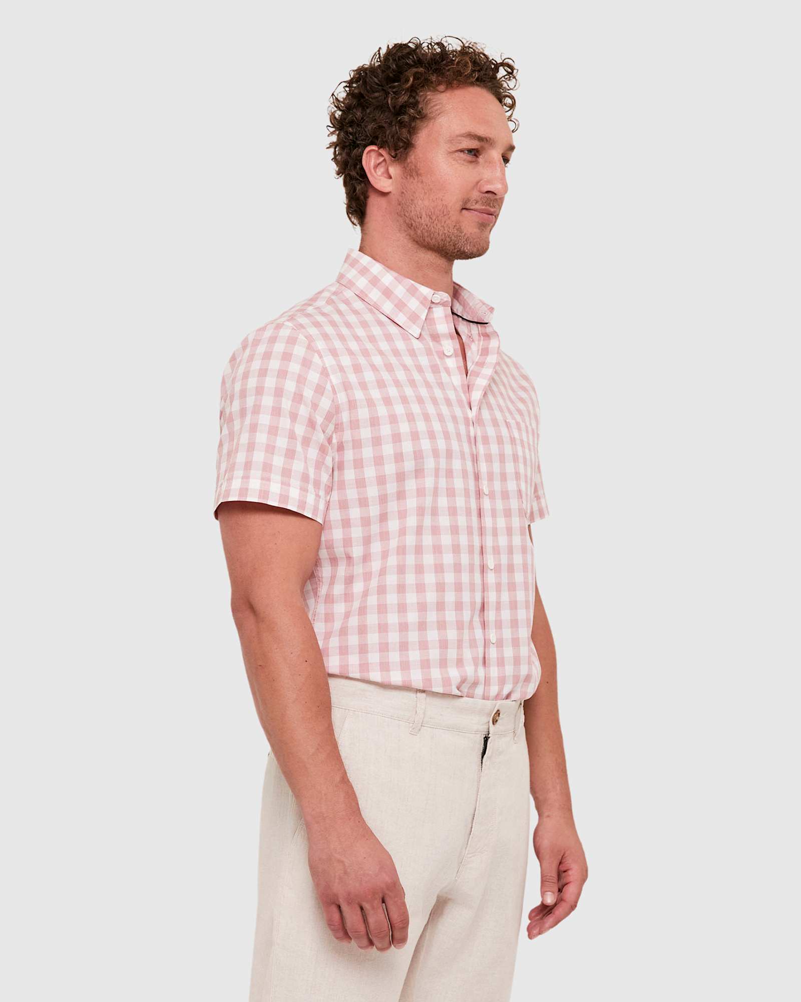 Penfield Short Sleeve Shirt in PINK/WHITE