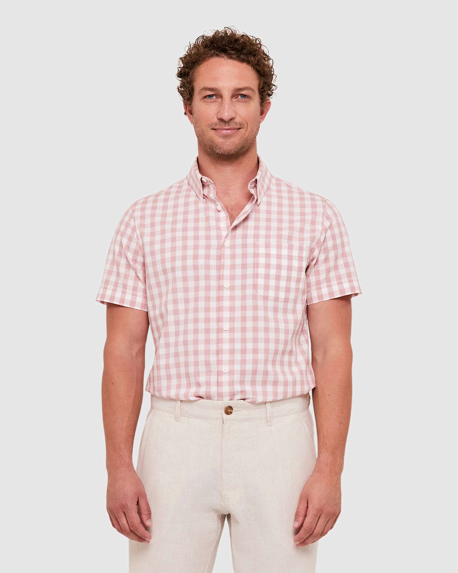 Penfield Short Sleeve Shirt in PINK/WHITE