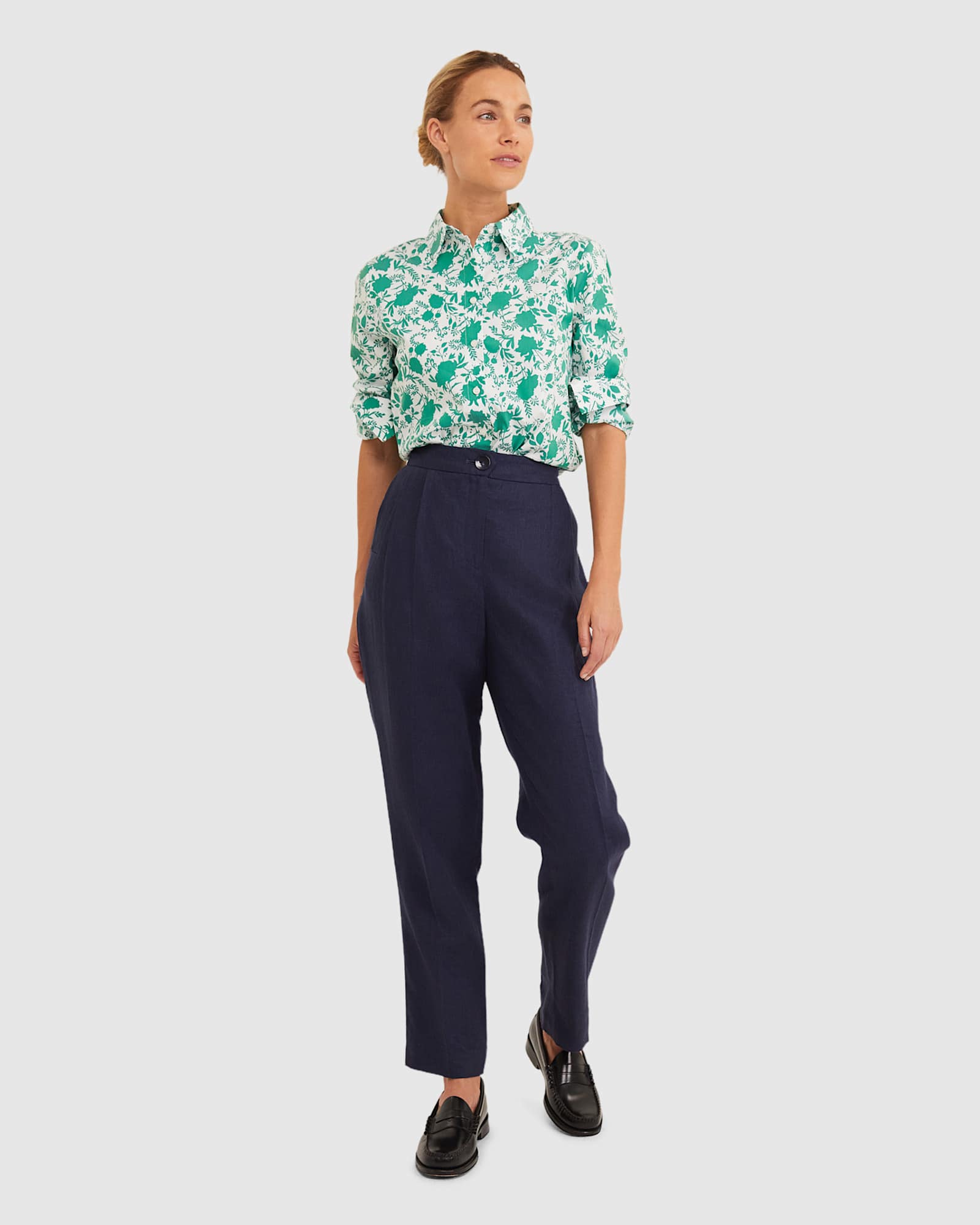 Freya Linen Pant in NAVY