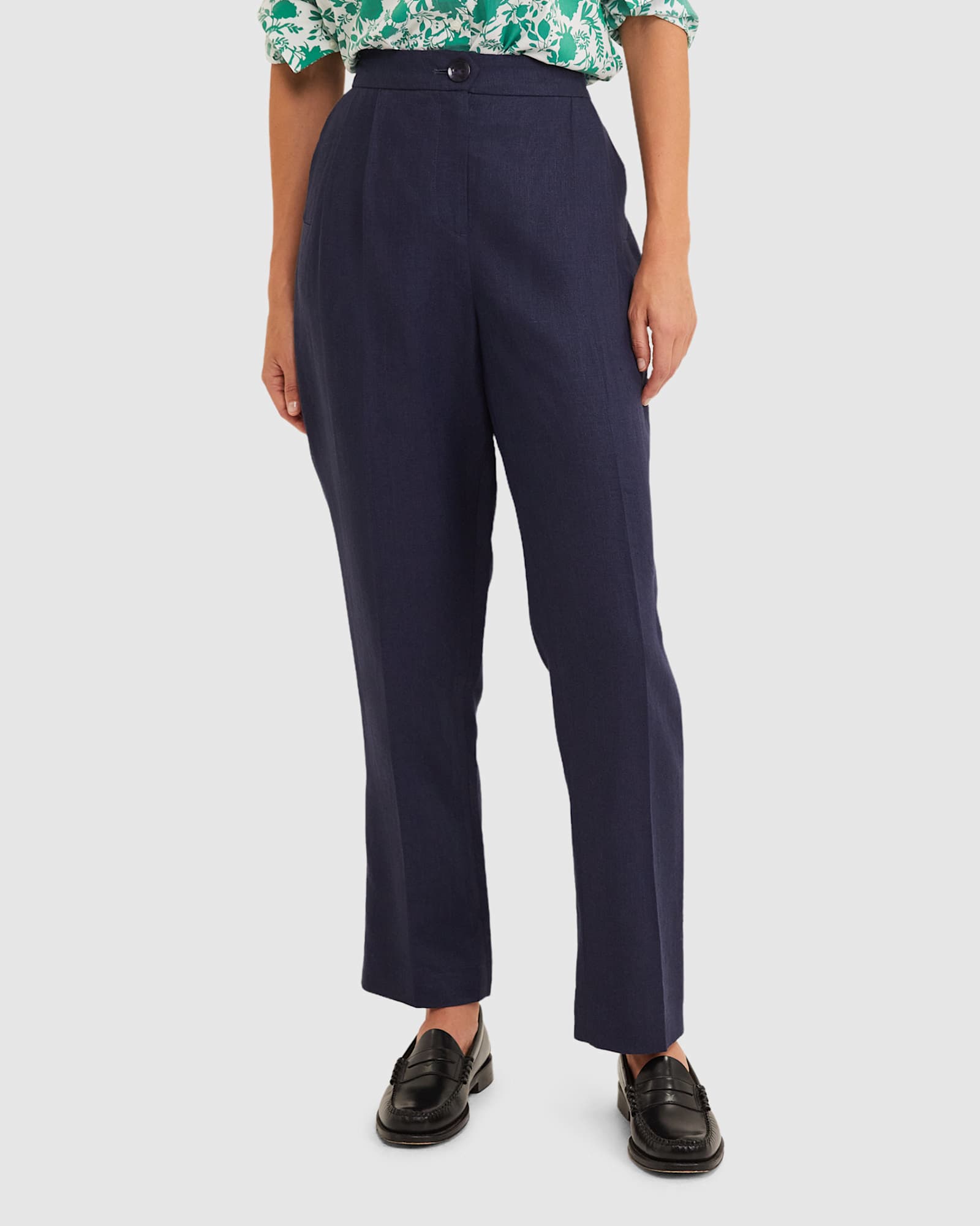 Freya Linen Pant in NAVY