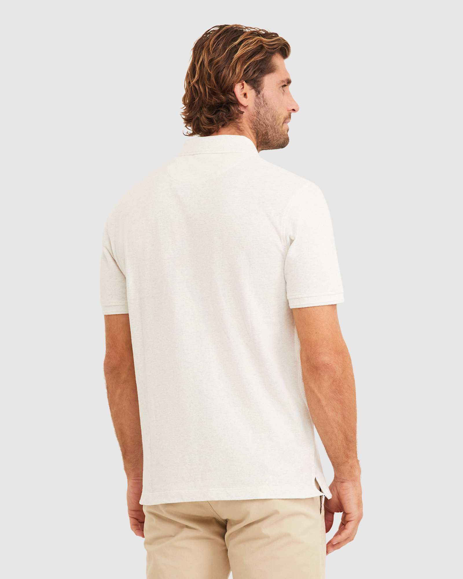 Pique Polo Melange in OATMEAL