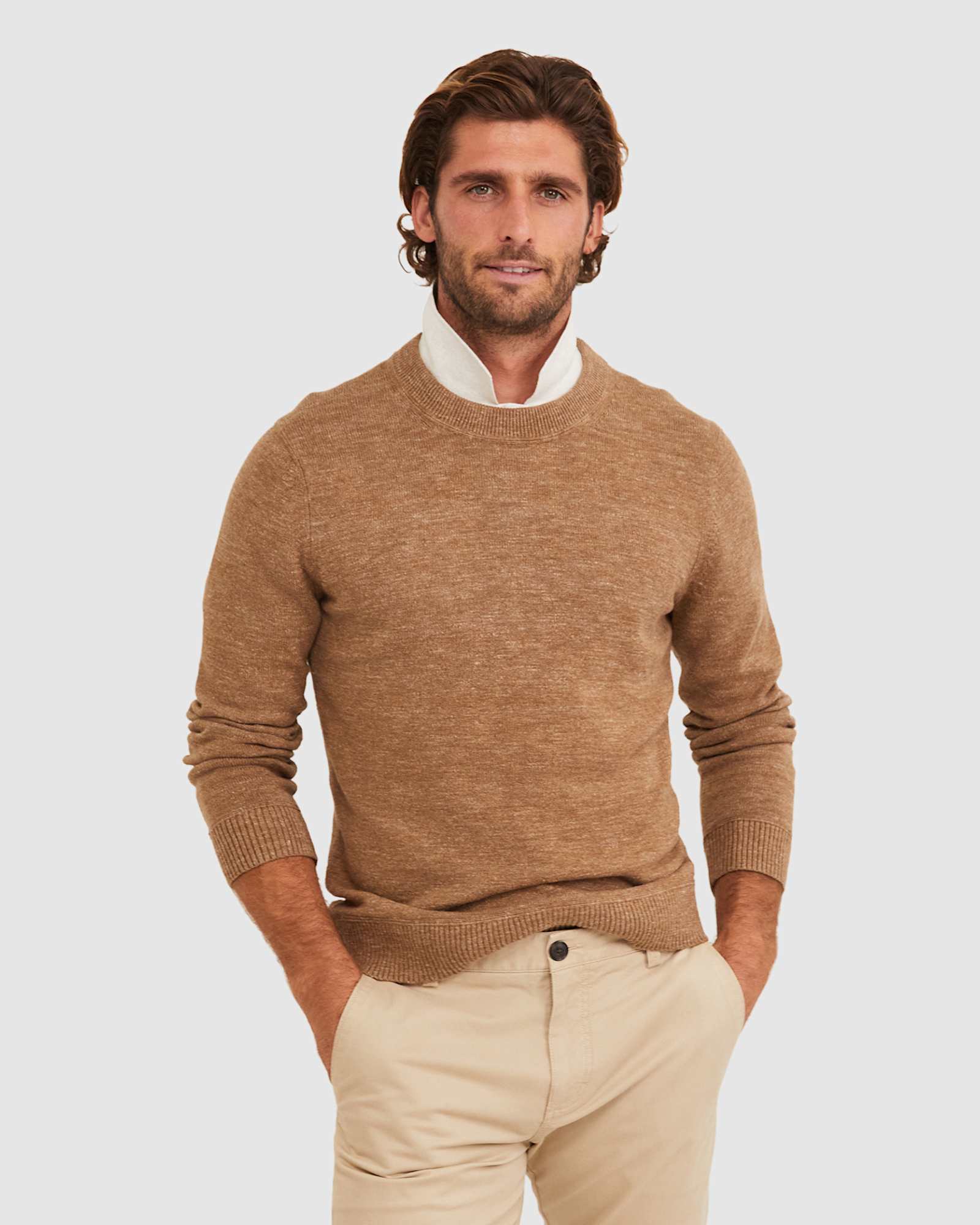 Pique Polo Melange in OATMEAL