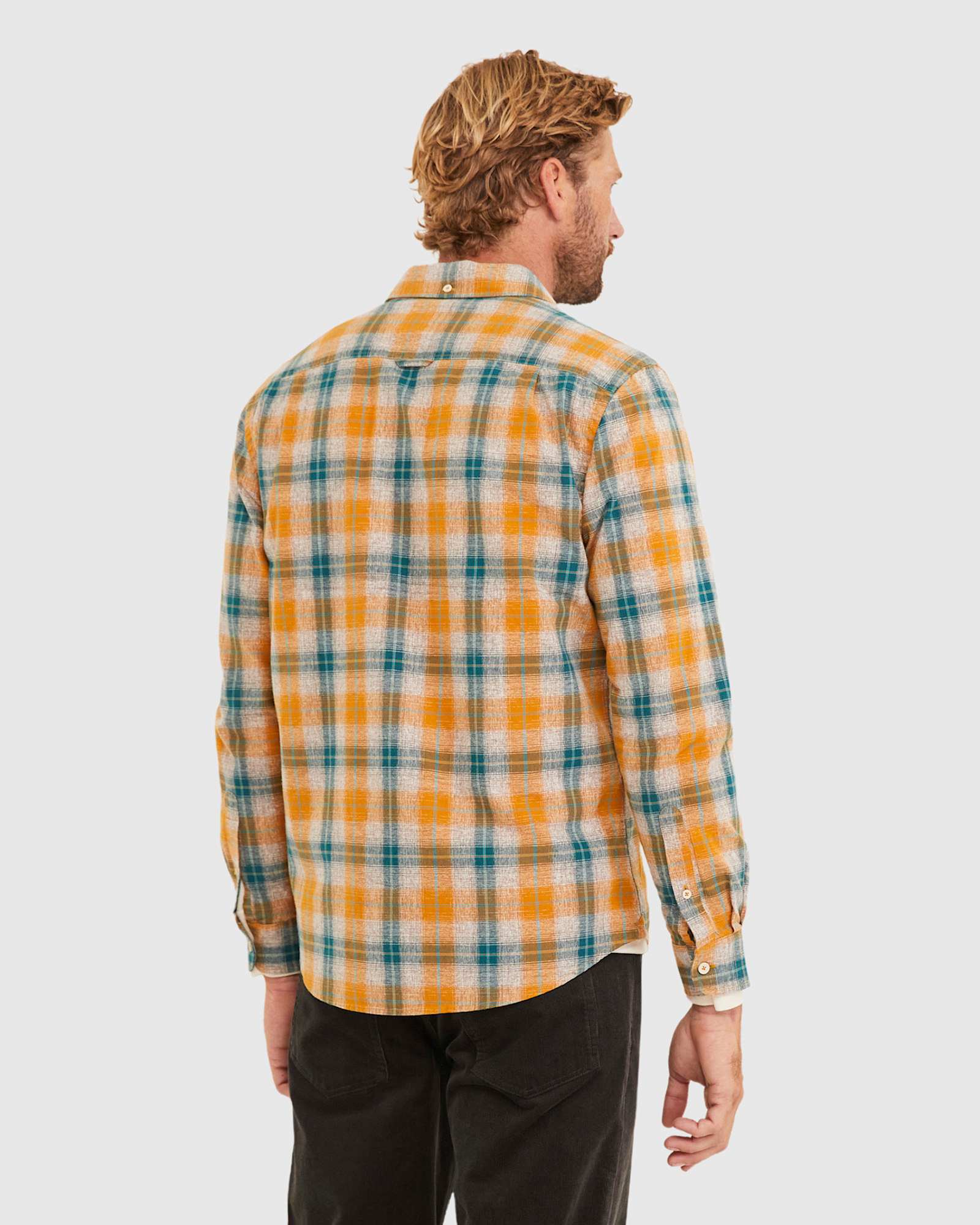 Norman Check Tapered Shirt in GOLD