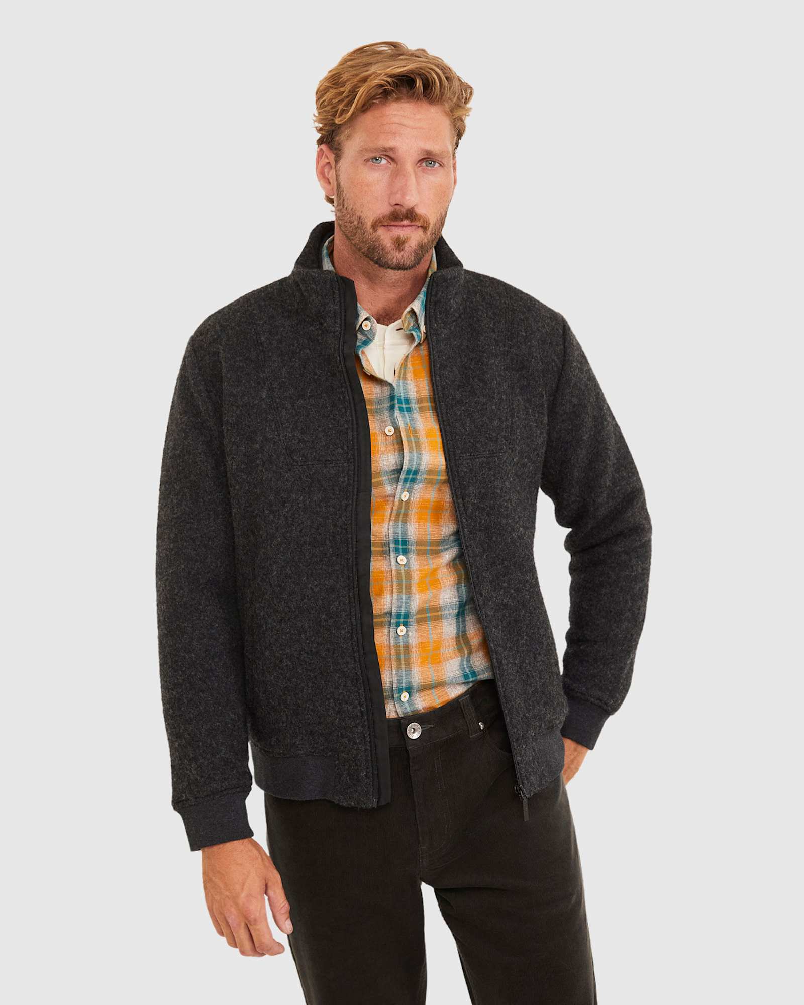 Norman Check Tapered Shirt in GOLD