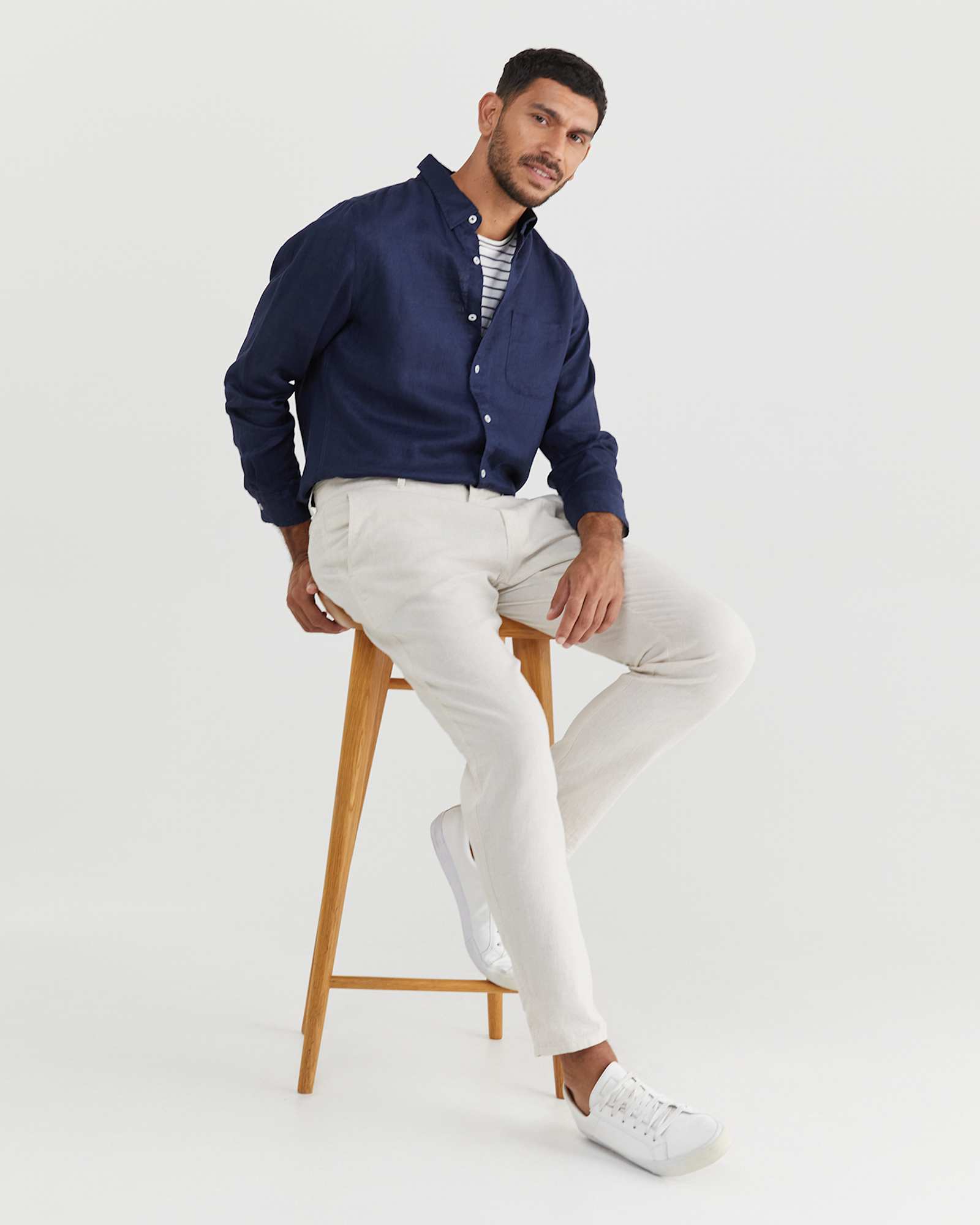 Linen Cotton Chino in HESSIAN