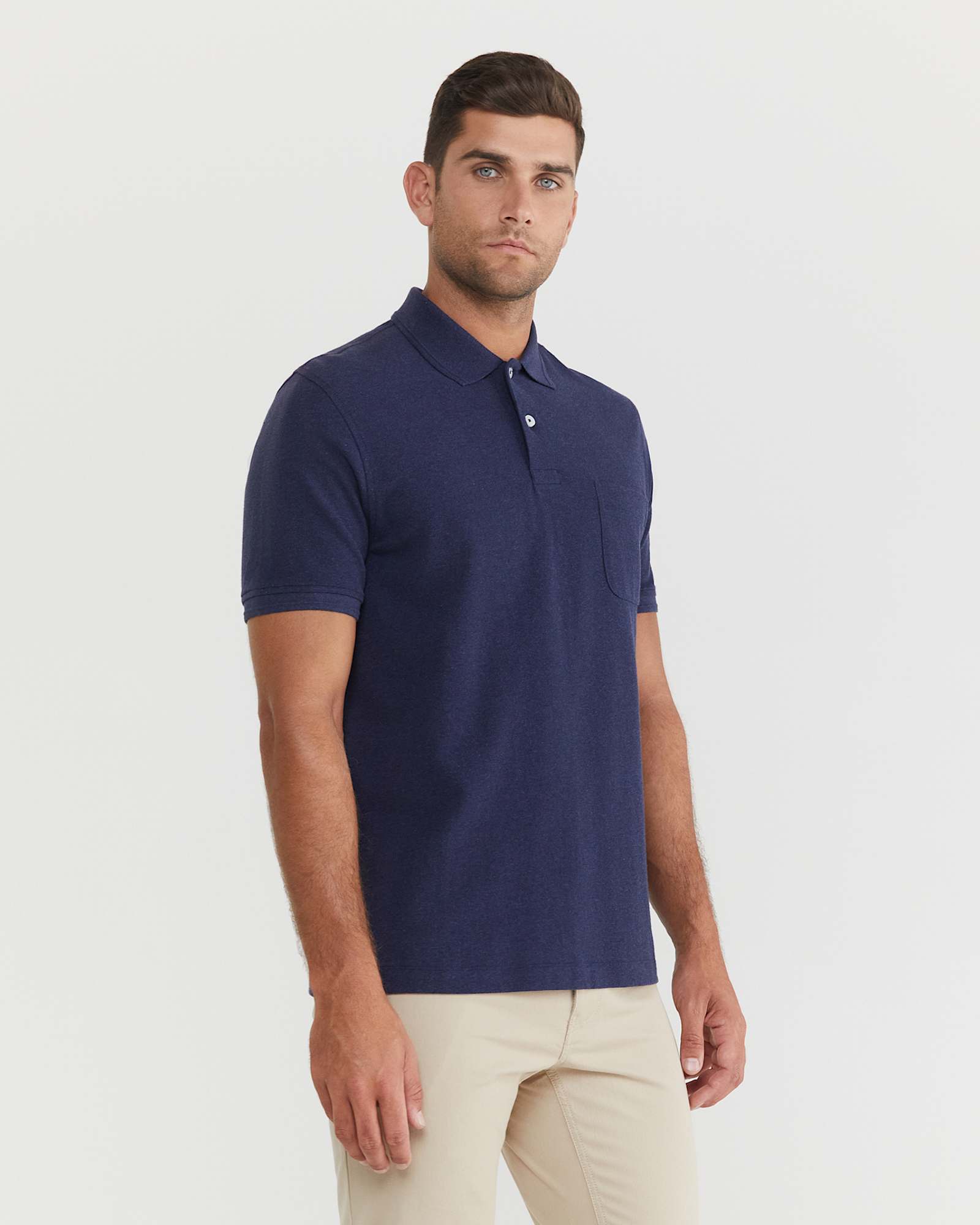 Pique Polo Melange in INK MELANGE