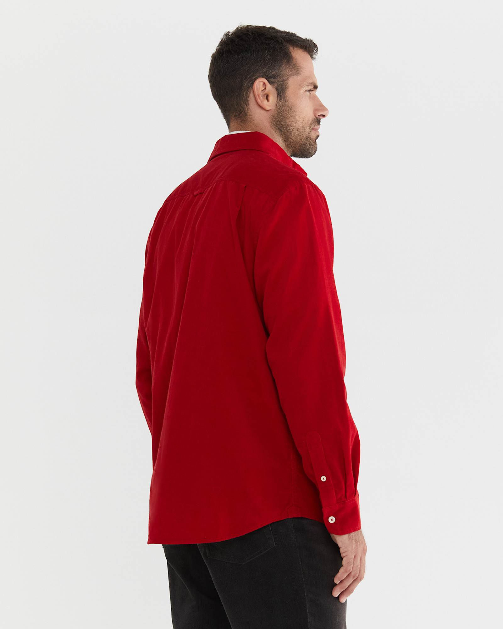 Griffiths Cord Regular Shirt in CRIMSON