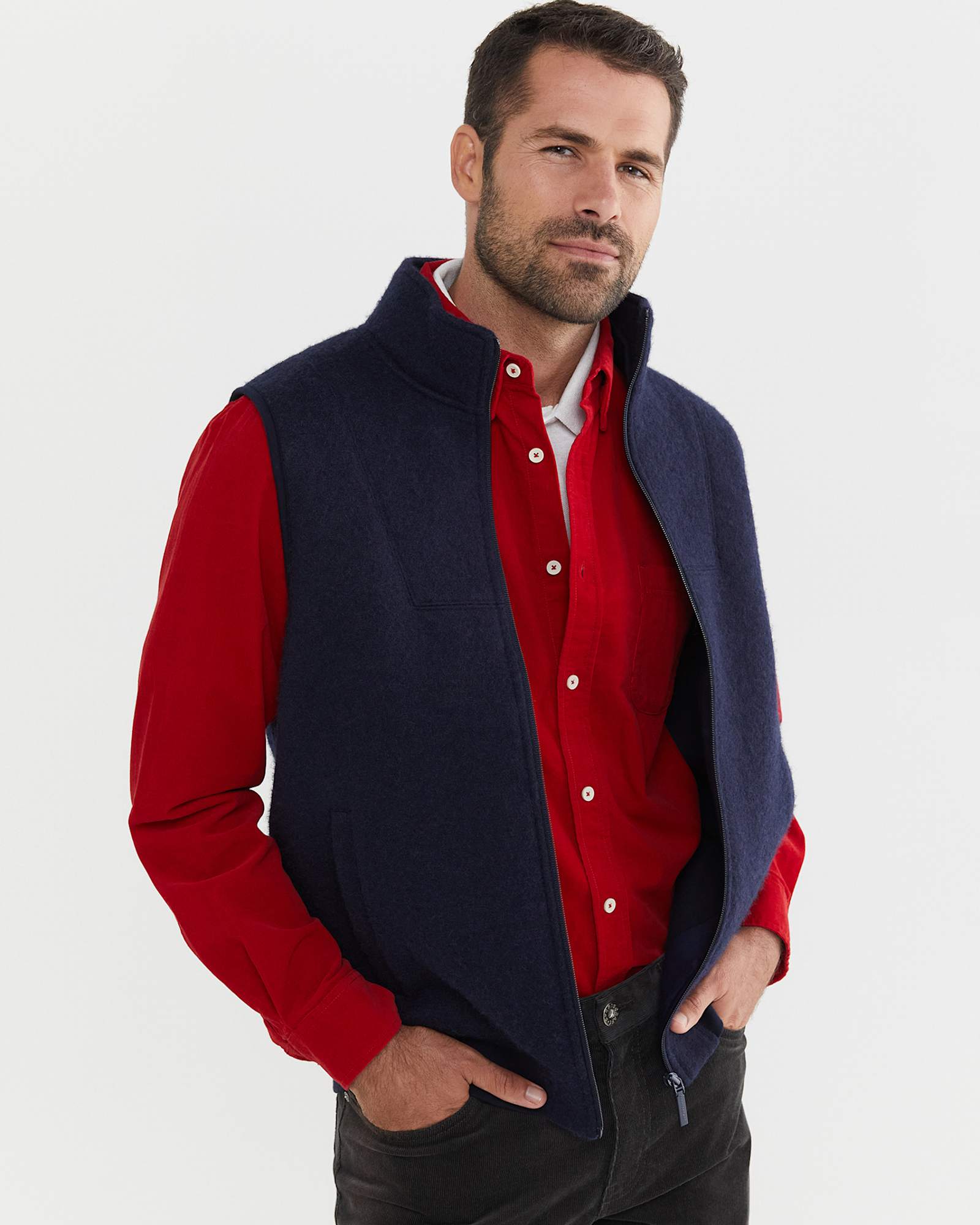 Griffiths Cord Regular Shirt in CRIMSON